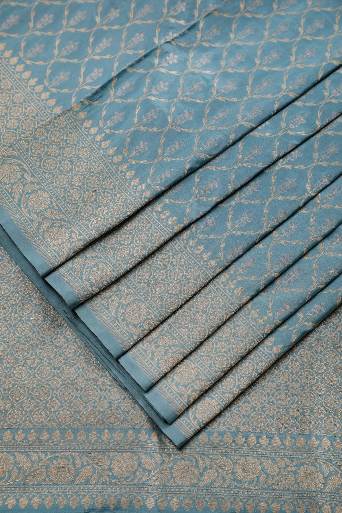Sky Blue Handloom Benarasi Katan Silk Saree