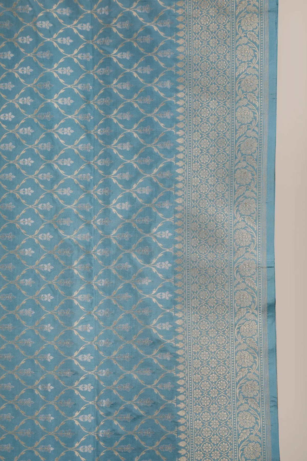 Sky Blue Handloom Benarasi Katan Silk Saree