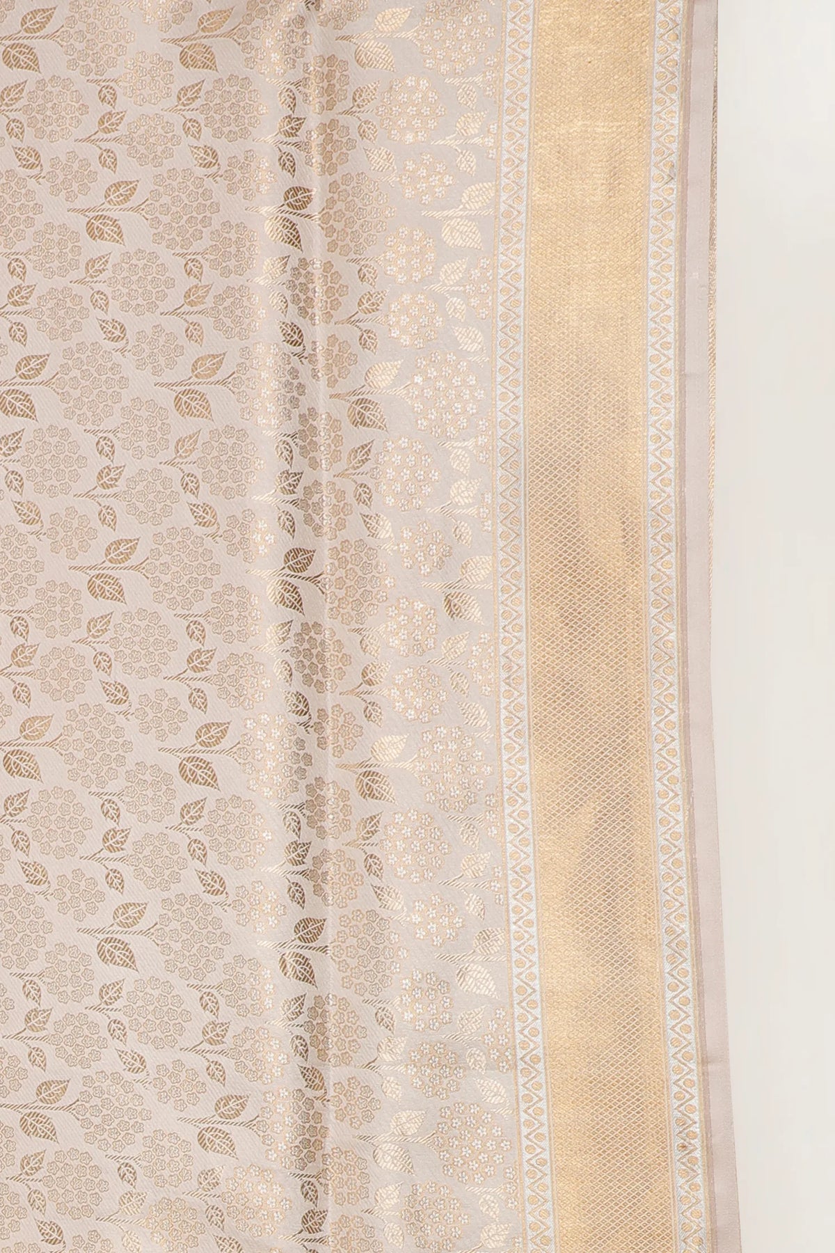 White Handloom Benarasi Brocade Katan Silk Saree