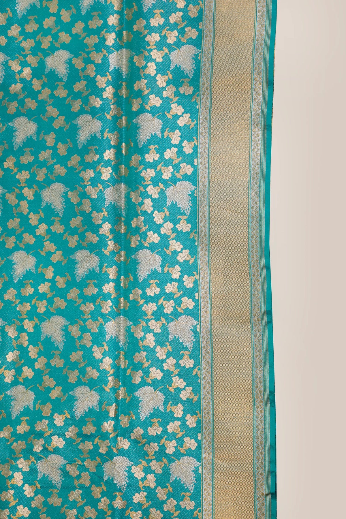 Turquoise Blue Handloom Benarasi Katan Silk Saree