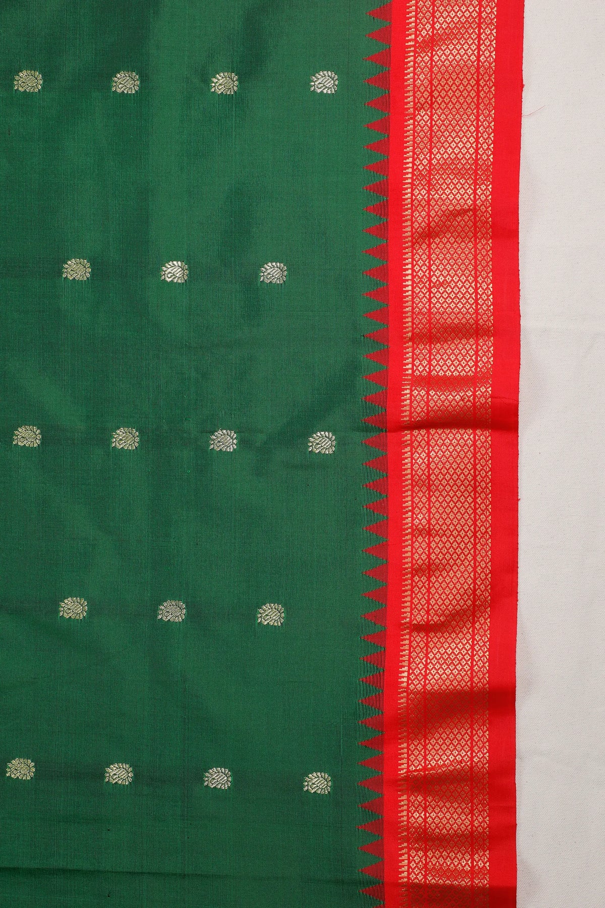 Bottle Green Revival Pure Silk Handloom Paithani with Kadiyal Weave