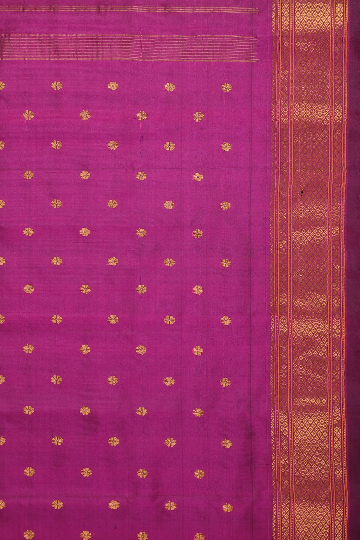Purple Handloom Pure Silk Gadwal Saree - Kalanjali Paithani