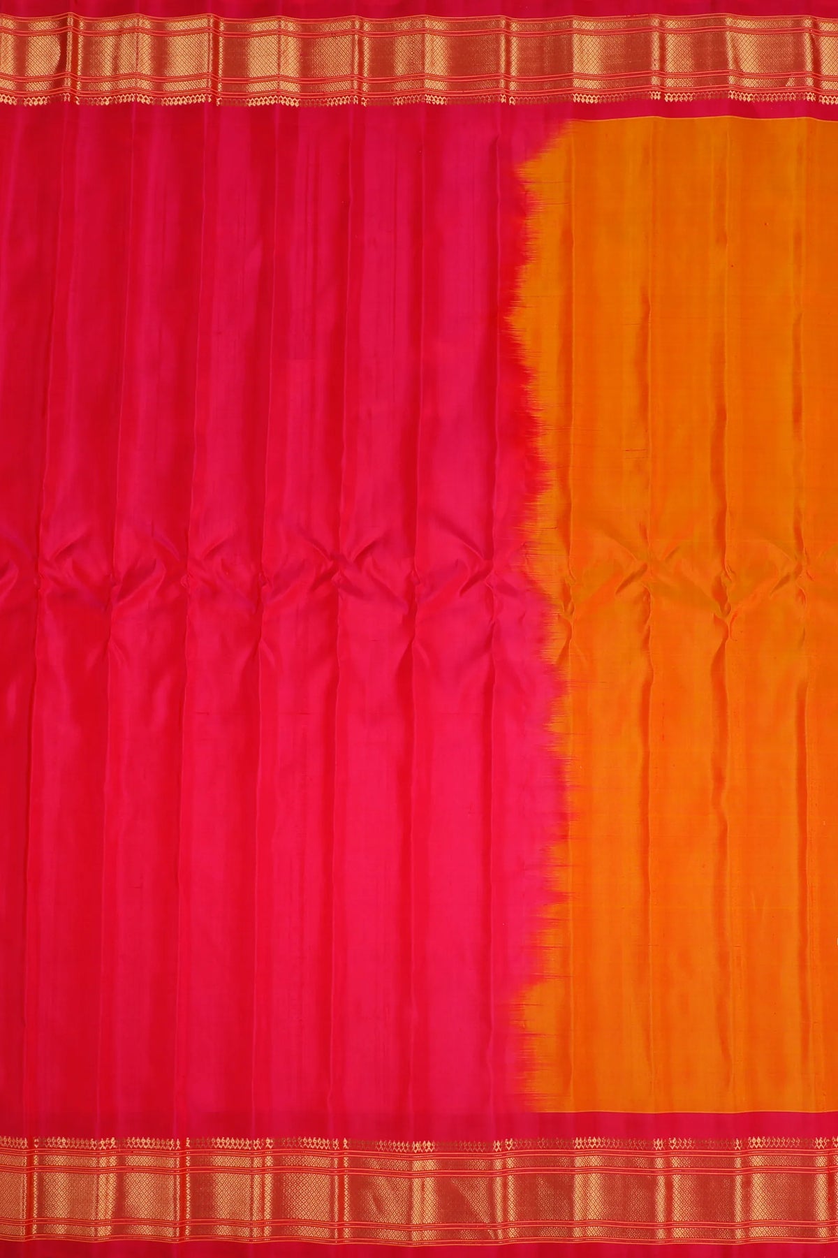 Mango Yellow Handloom Pure Silk Gadwal Saree - Kalanjali Paithani