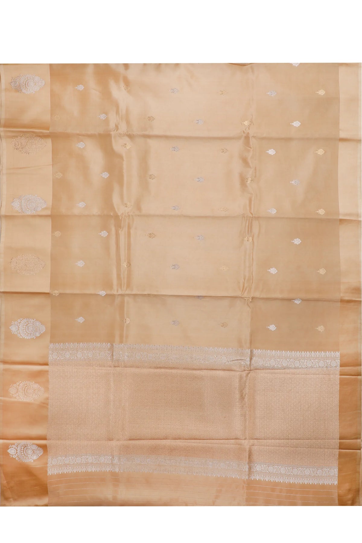 Ivory Pure Silk Handloom Mashru Benarasi Saree