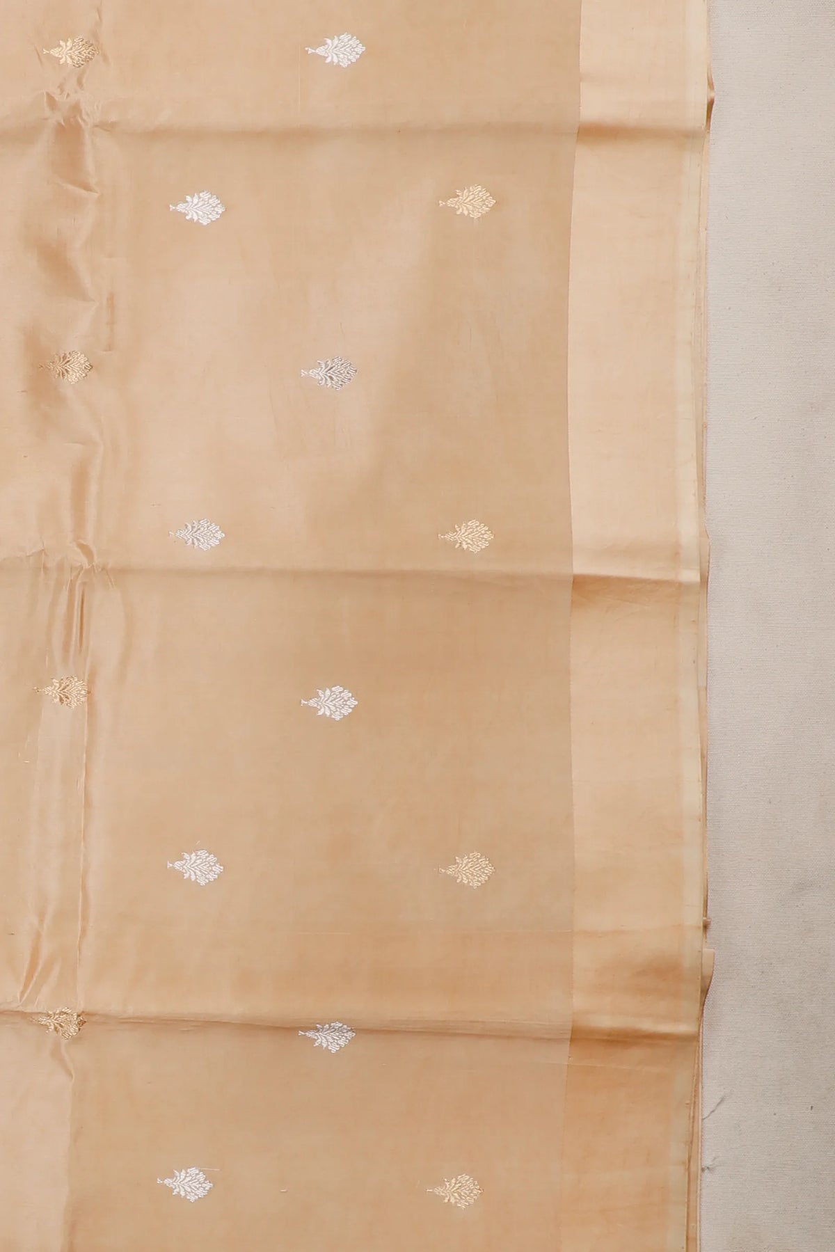 Ivory Pure Silk Handloom Mashru Benarasi Saree