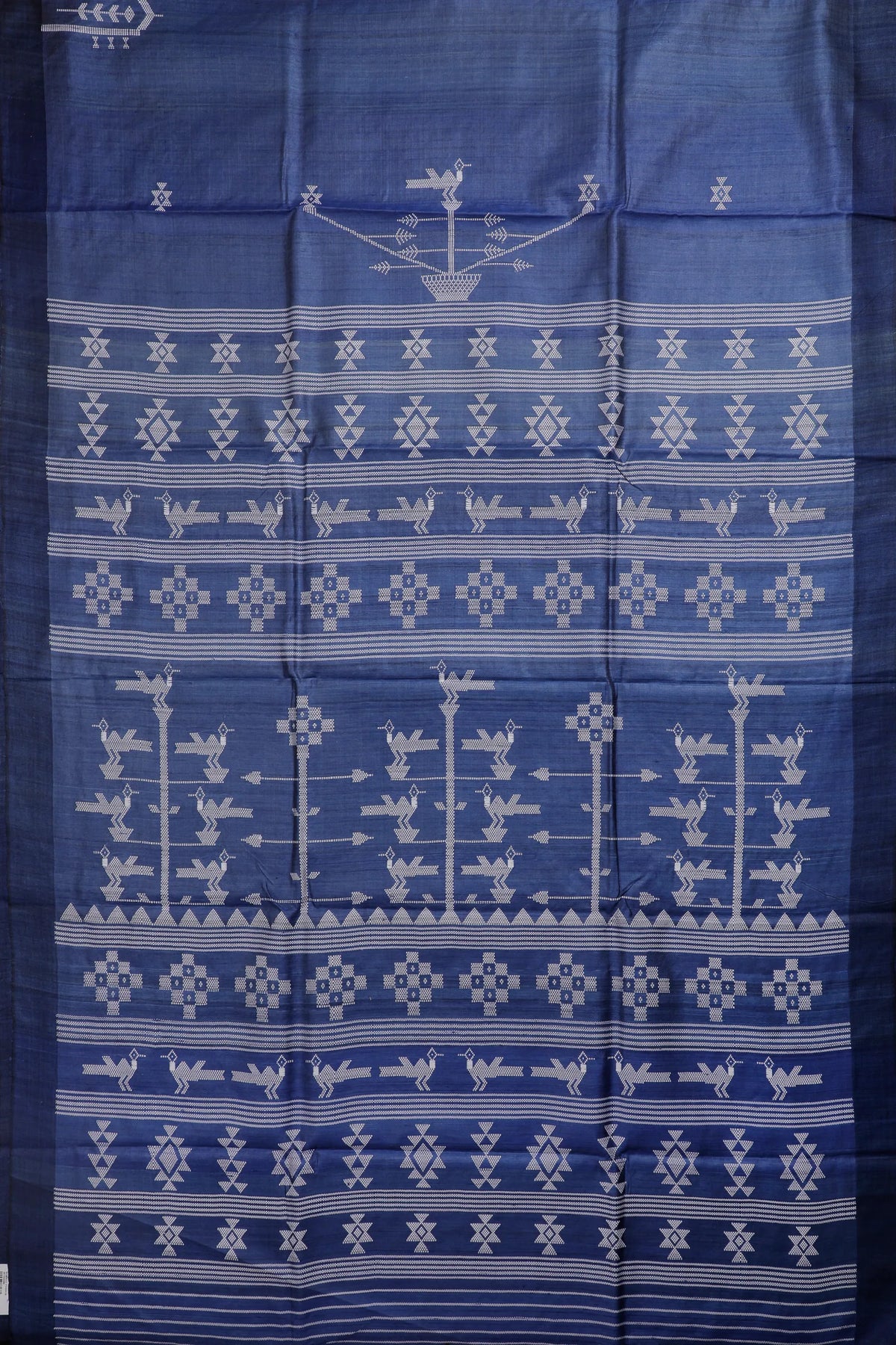 Navy Blue Handloom Tussar Silk Saree