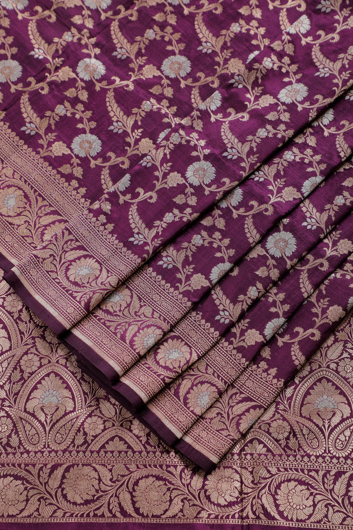 Purple Handloom Benarasi Katan Silk Saree