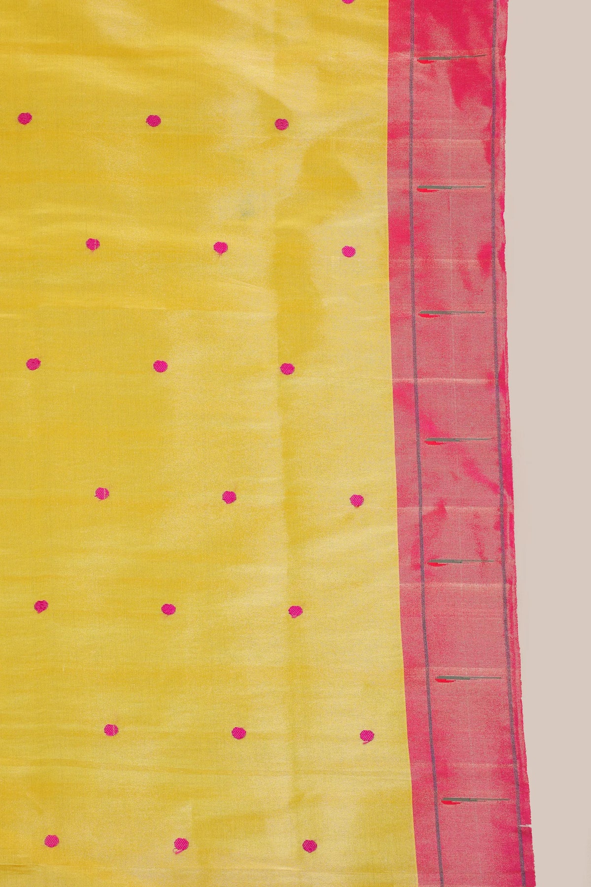 Bright Yellow Pure Silk Handloom Tissue Paithani Saree
