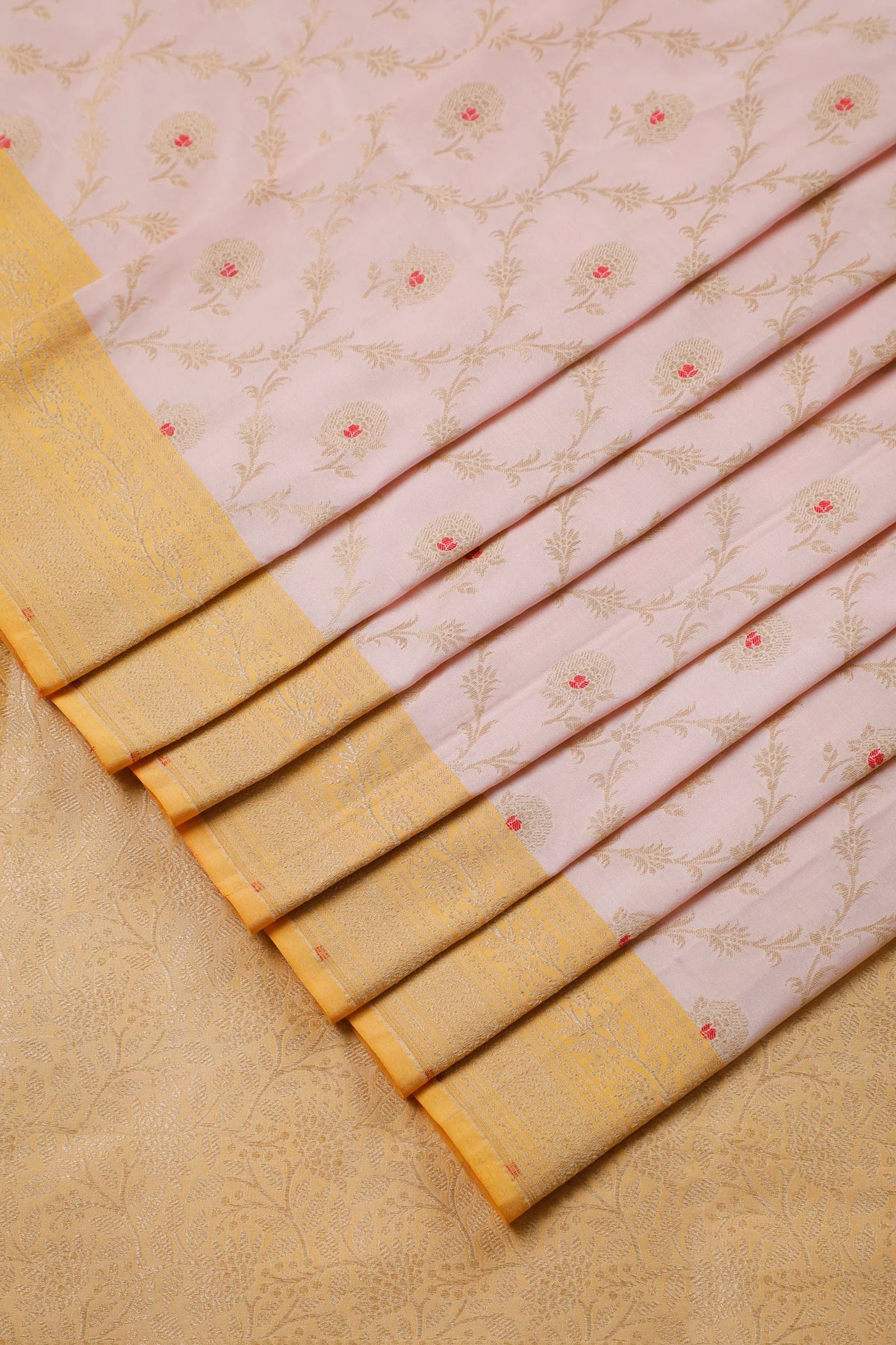 Baby Pink Handloom Benarasi Katan Silk Saree