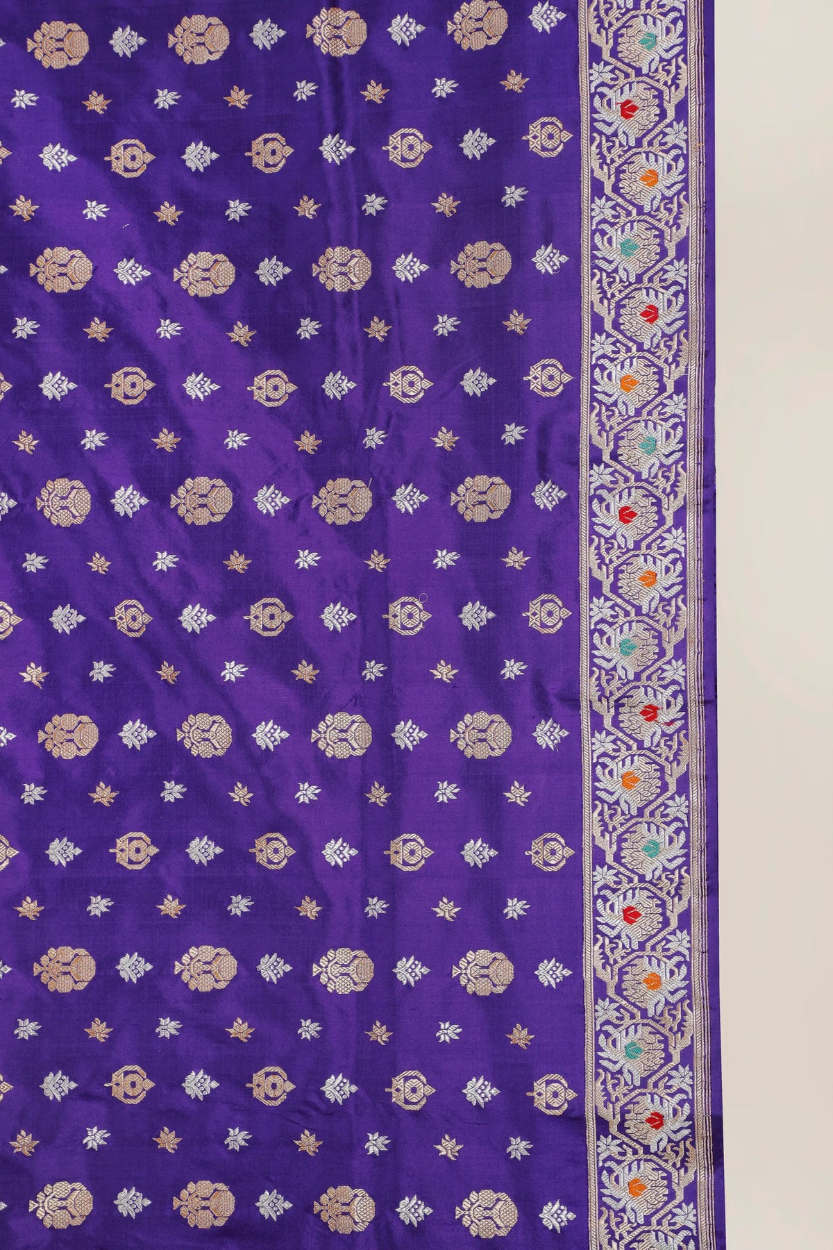 Purple Real Zari Pure Silk Benarasi Saree - Revival Design