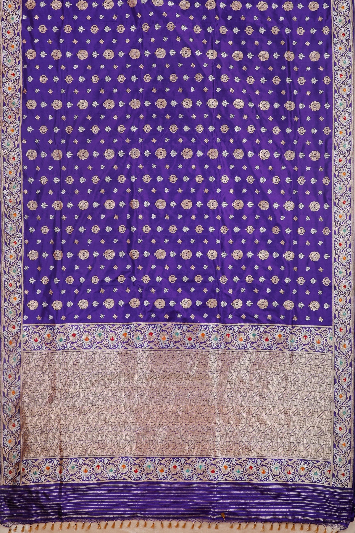 Purple Real Zari Pure Silk Benarasi Saree - Revival Design