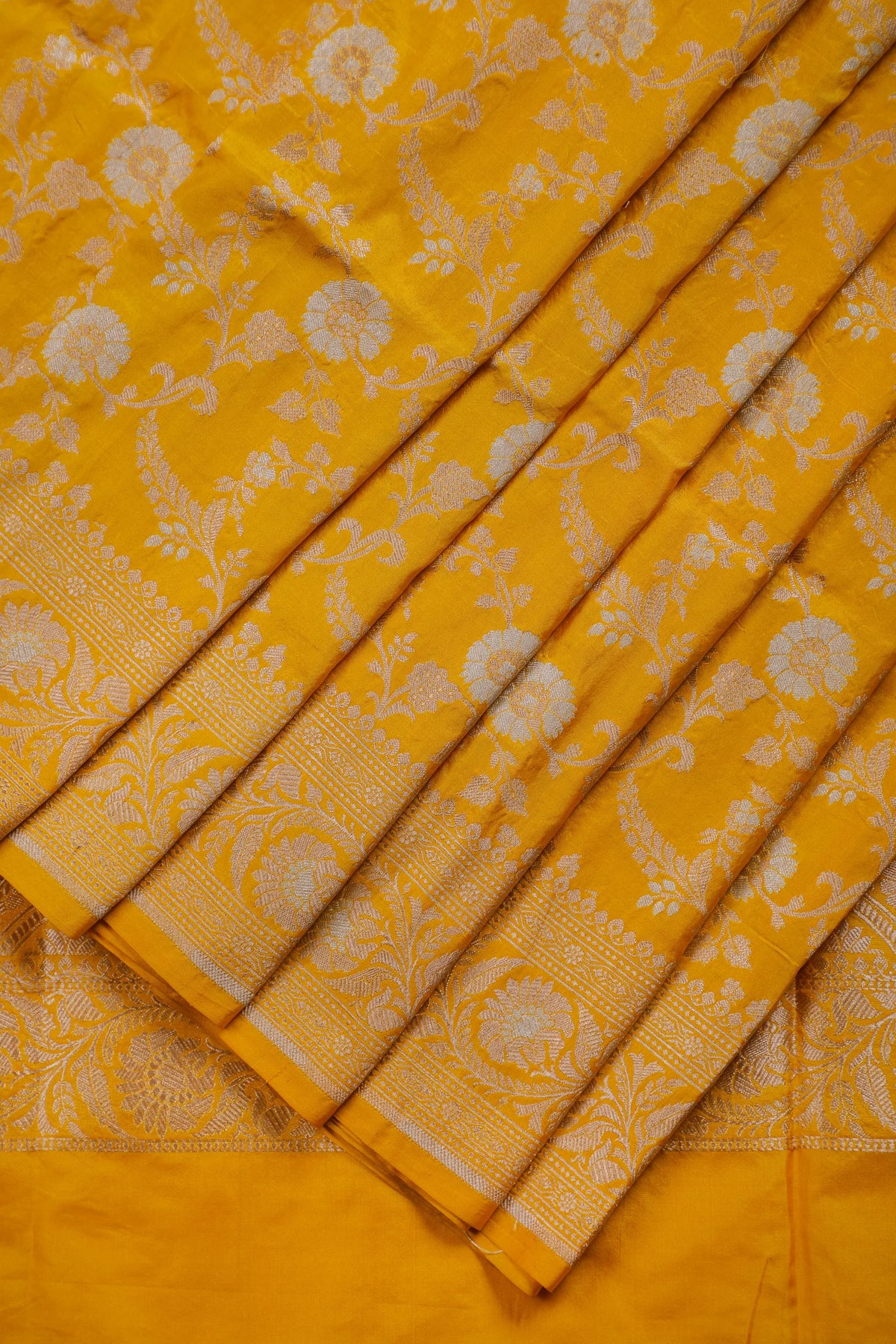 Fresh Yellow Handloom Benarasi Katan Silk Saree