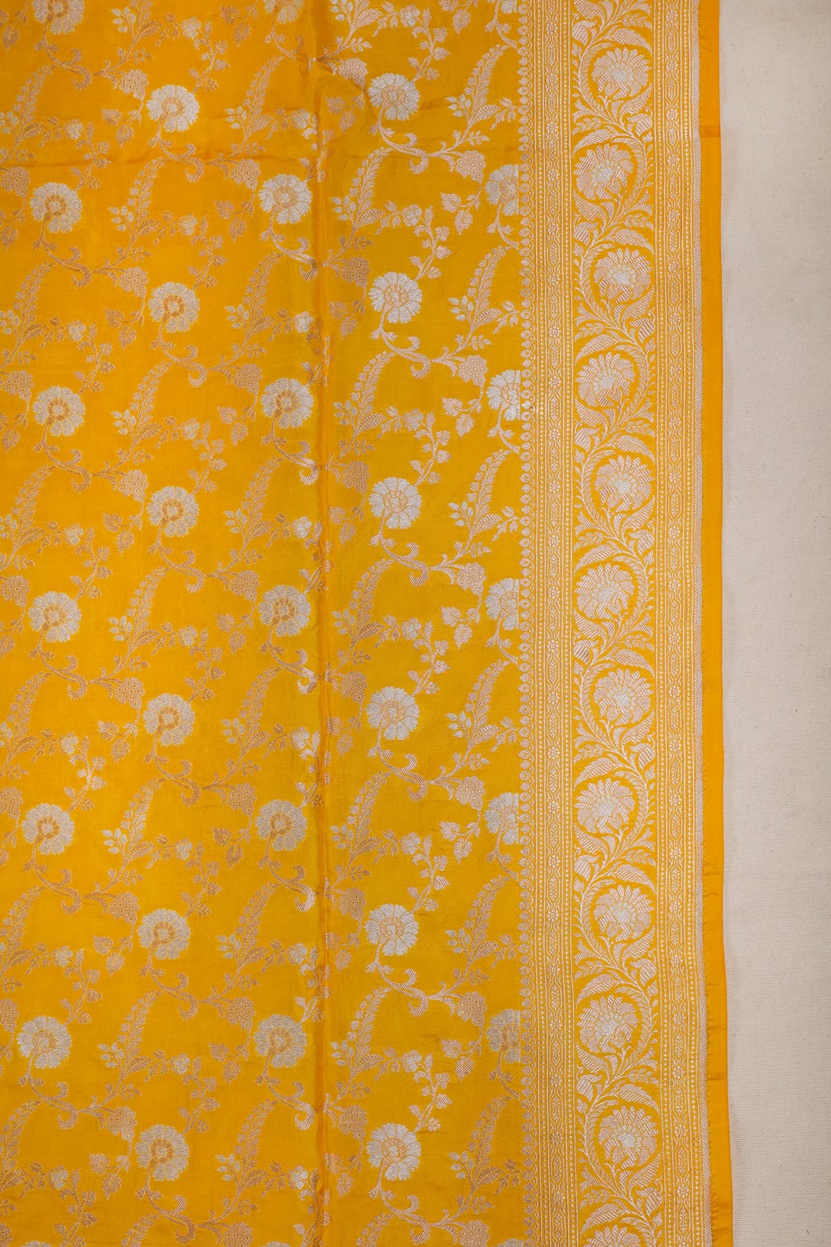 Fresh Yellow Handloom Benarasi Katan Silk Saree