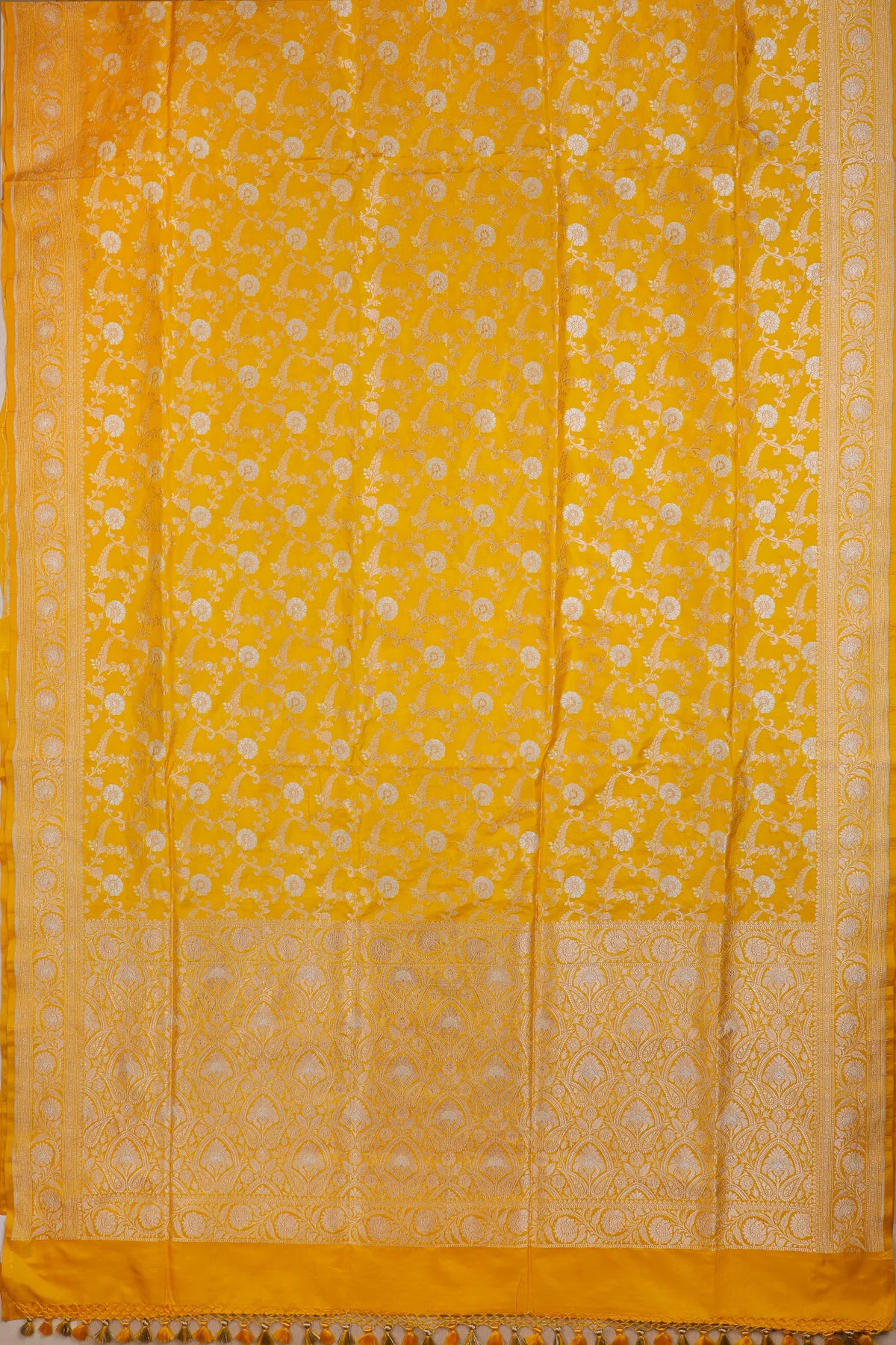 Fresh Yellow Handloom Benarasi Katan Silk Saree