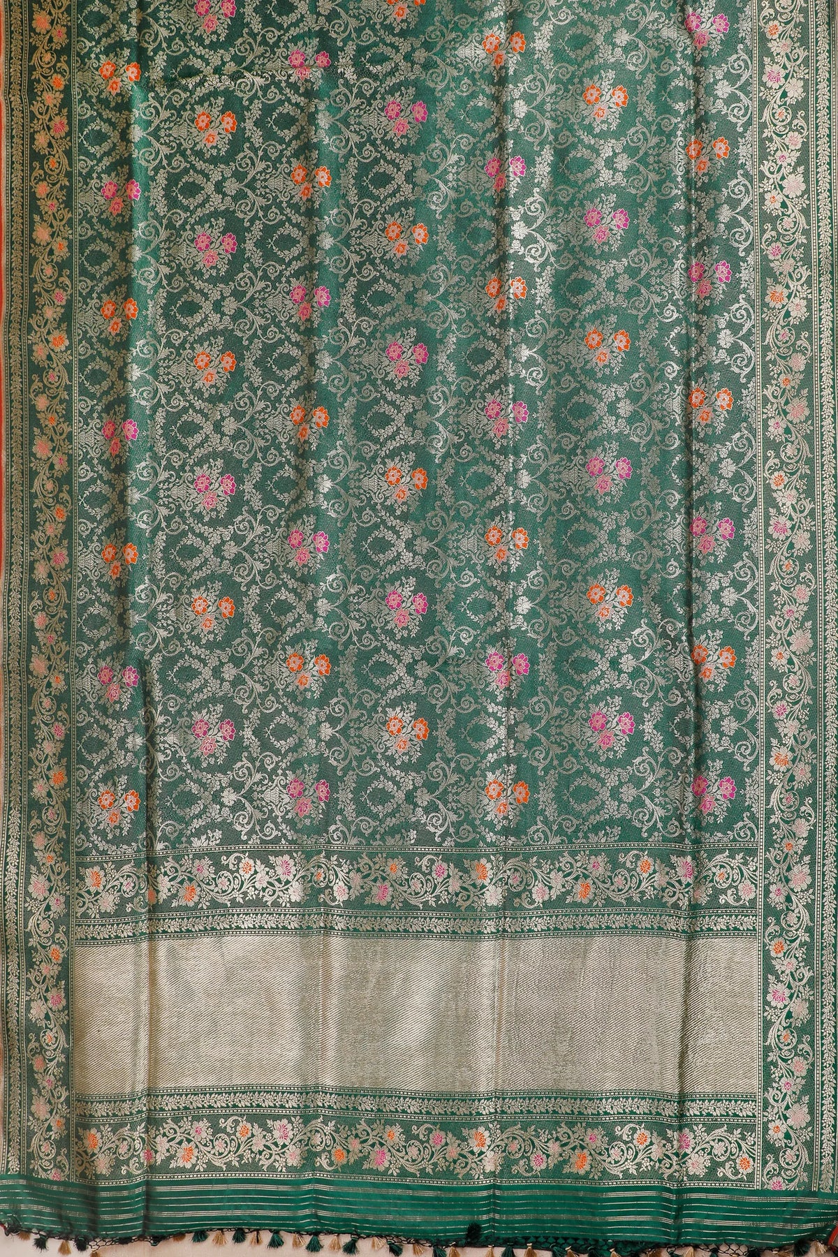 Bottle Green Handloom Benarasi Brocade Katan Silk Saree