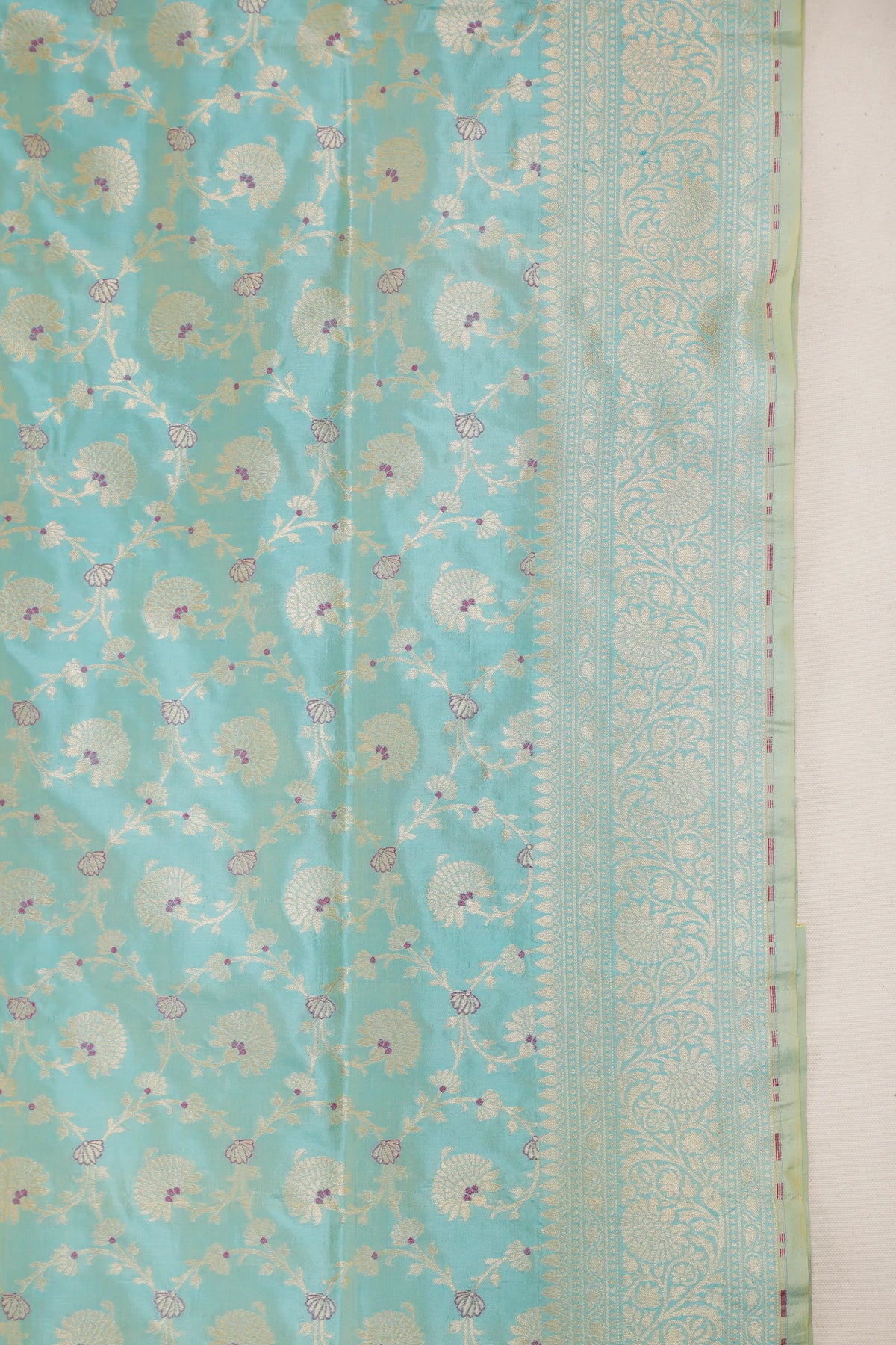 Sky Blue Handloom Benarasi Katan Silk Saree