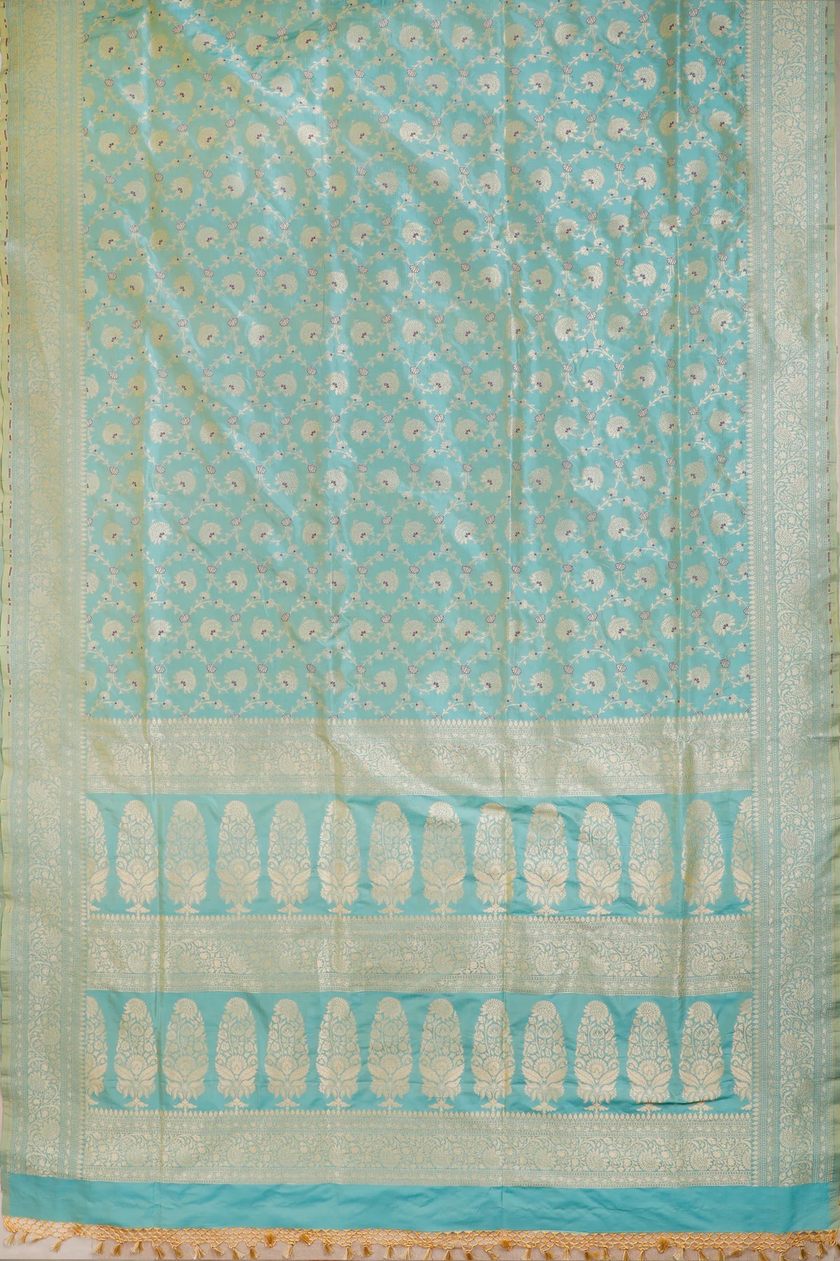 Sky Blue Handloom Benarasi Katan Silk Saree