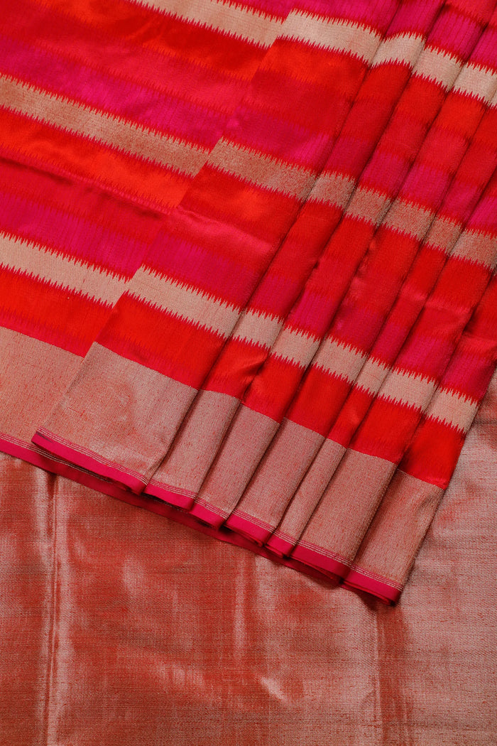 Raani Pink Handloom Benarasi Pure Silk Saree in Kadhua Weave