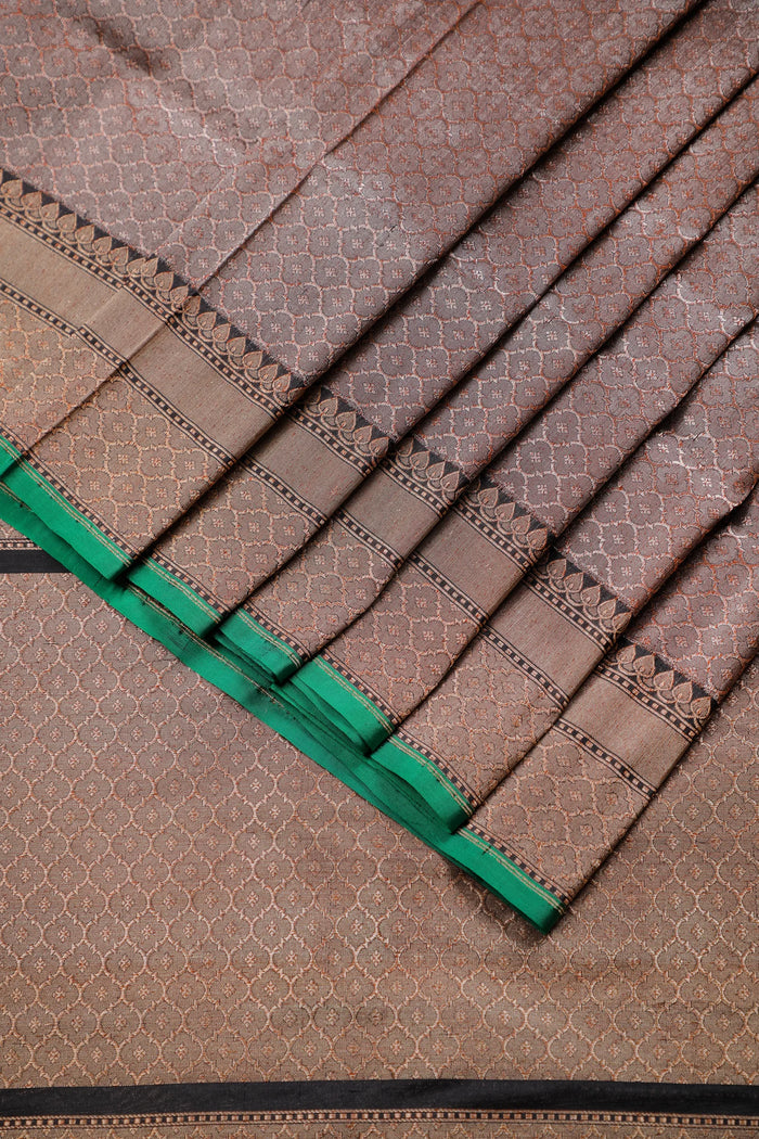 Black Handloom Benarasi Pure Silk Saree in Kadhua Weave with Copper Zari