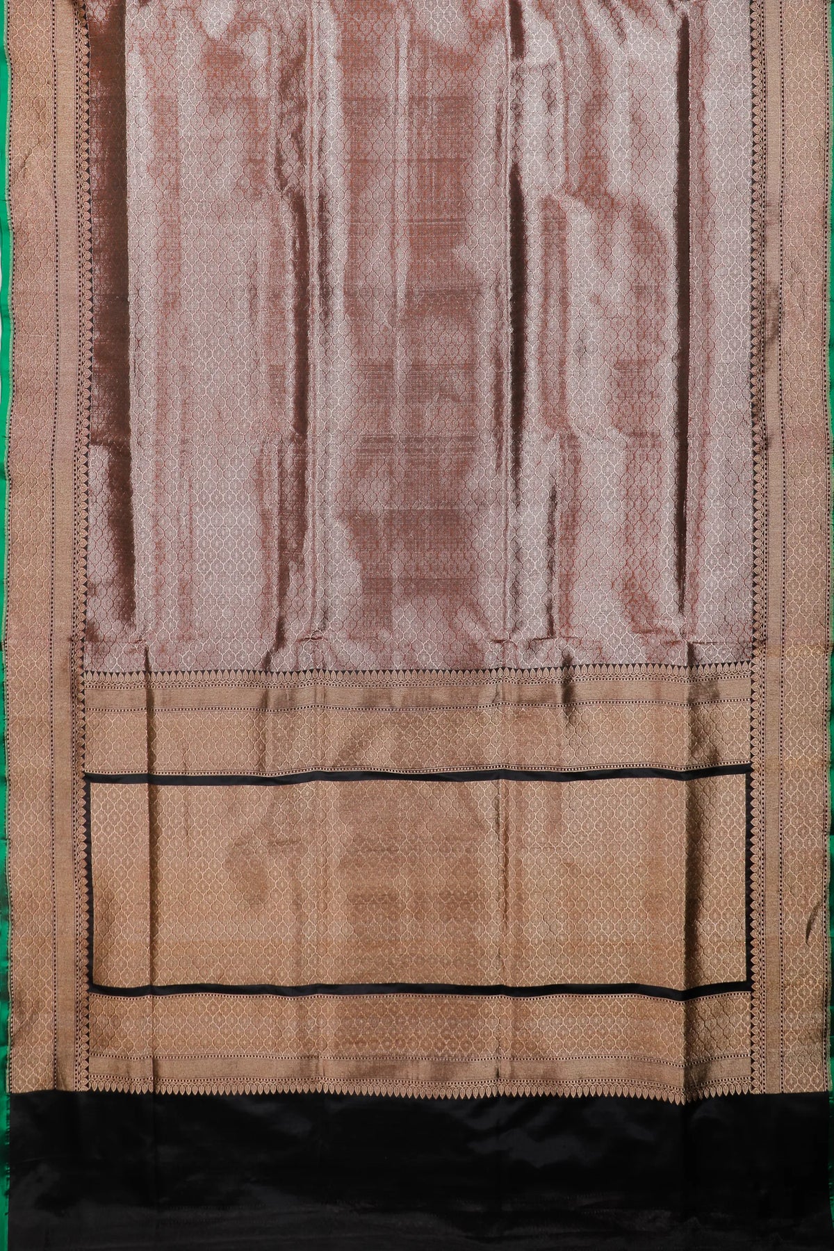 Black Handloom Benarasi Pure Silk Saree in Kadhua Weave with Copper Zari
