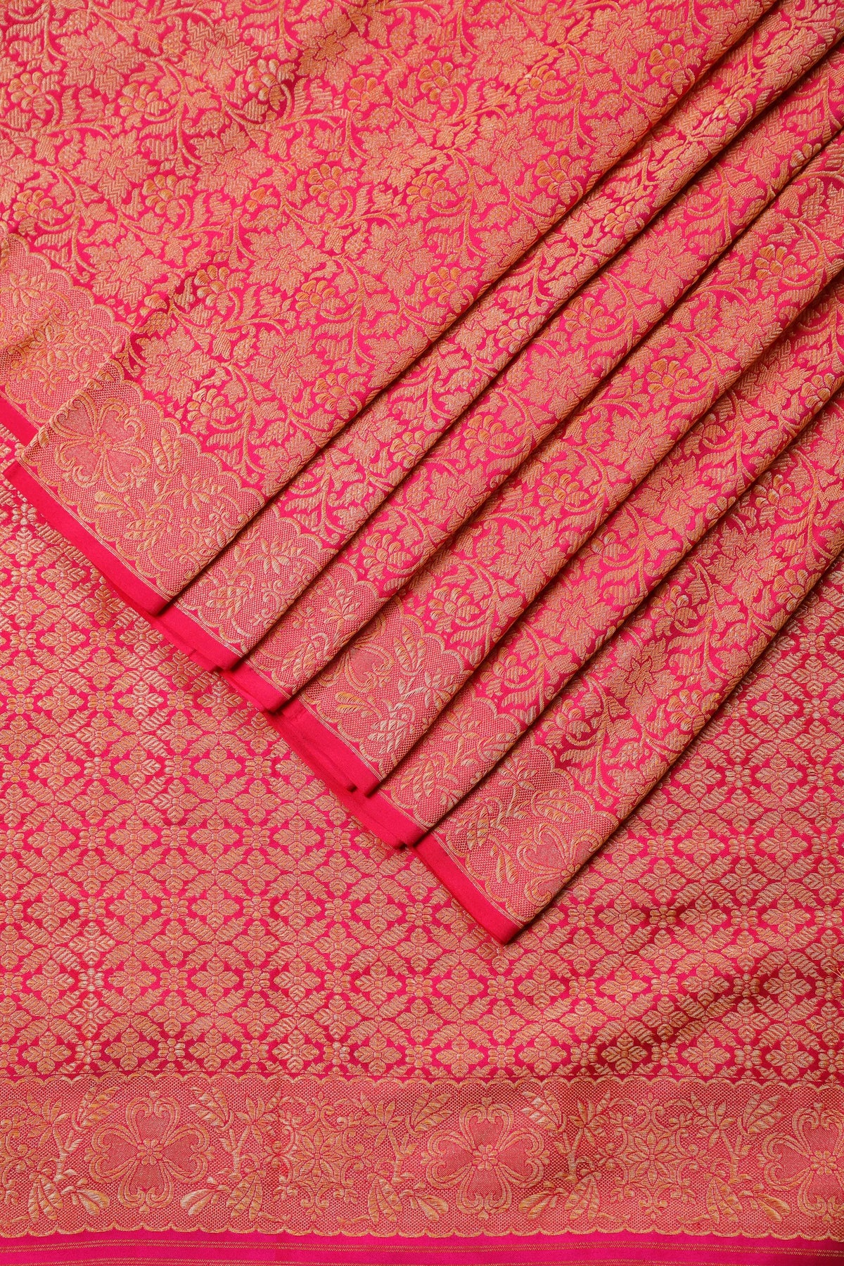 Raani Pink Handloom Benarasi Katan Silk Saree