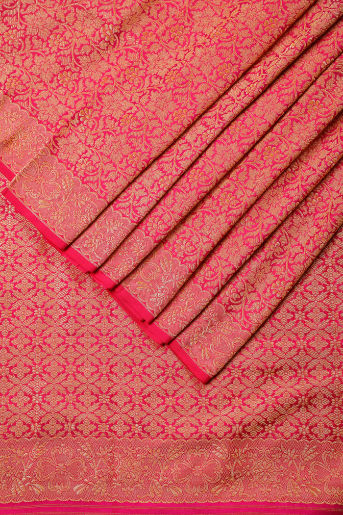 Raani Pink Handloom Benarasi Katan Silk Saree