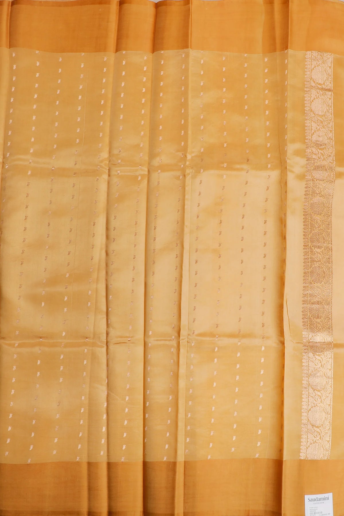 Light Peach Pure Silk Handloom Mashru Benarasi Saree