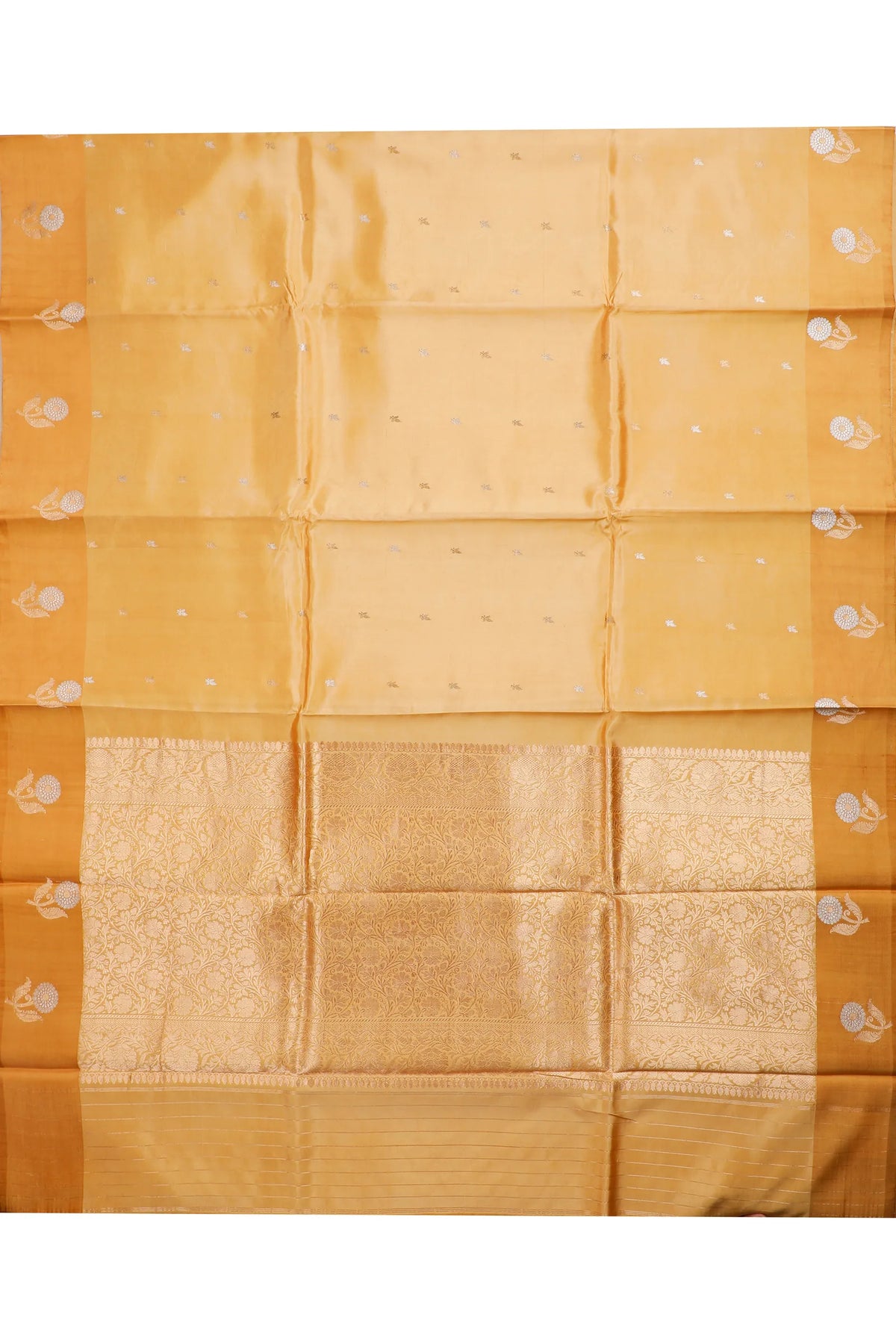 Light Peach Pure Silk Handloom Mashru Benarasi Saree