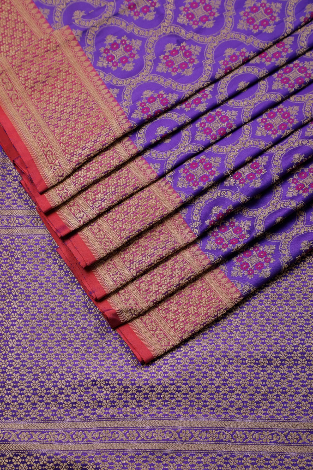 Purple Handloom Benarasi Katan Silk Saree