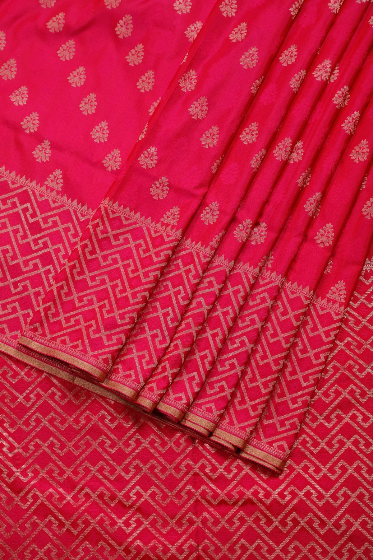 Raani Pink Benarasi Katan Pure Silk Saree