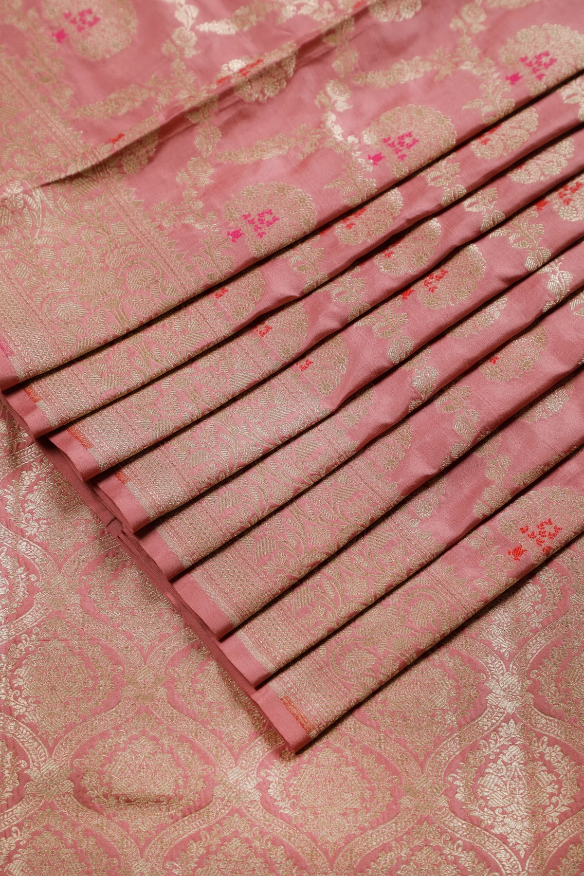 Onion Pink Handloom Benarasi Katan Silk Saree