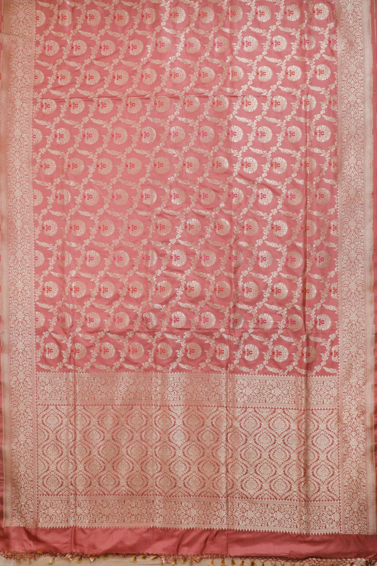 Onion Pink Handloom Benarasi Katan Silk Saree