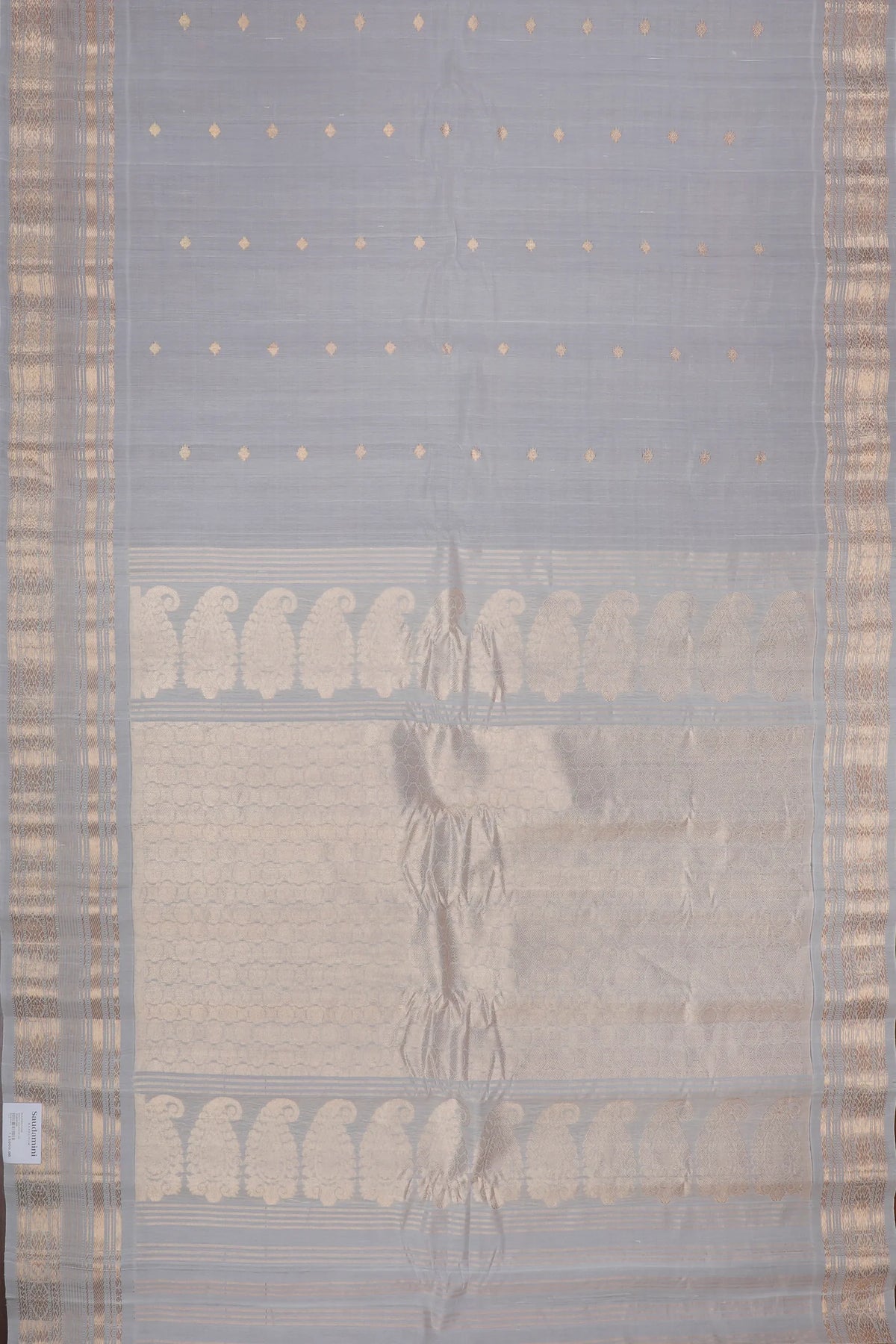 Grey Handloom Pure Silk Cotton (Sico) Gadwal Saree