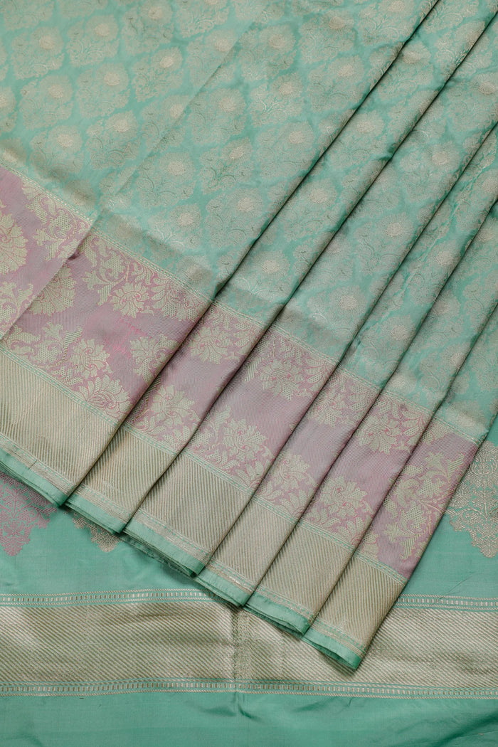 Light Blue Benarasi Katan Pure Silk Saree