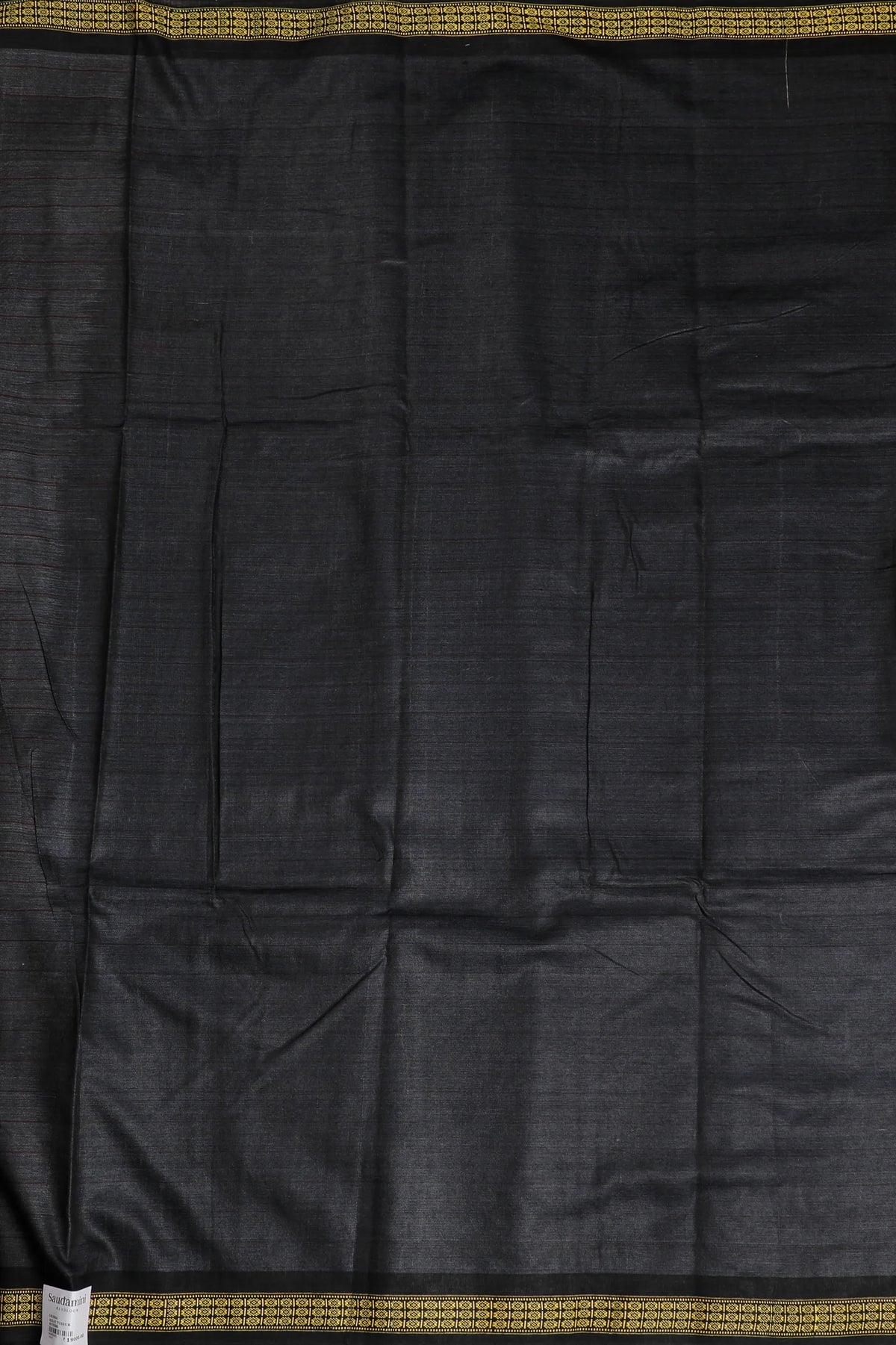Beige Handloom Tussar Silk Saree with Black Temple Border