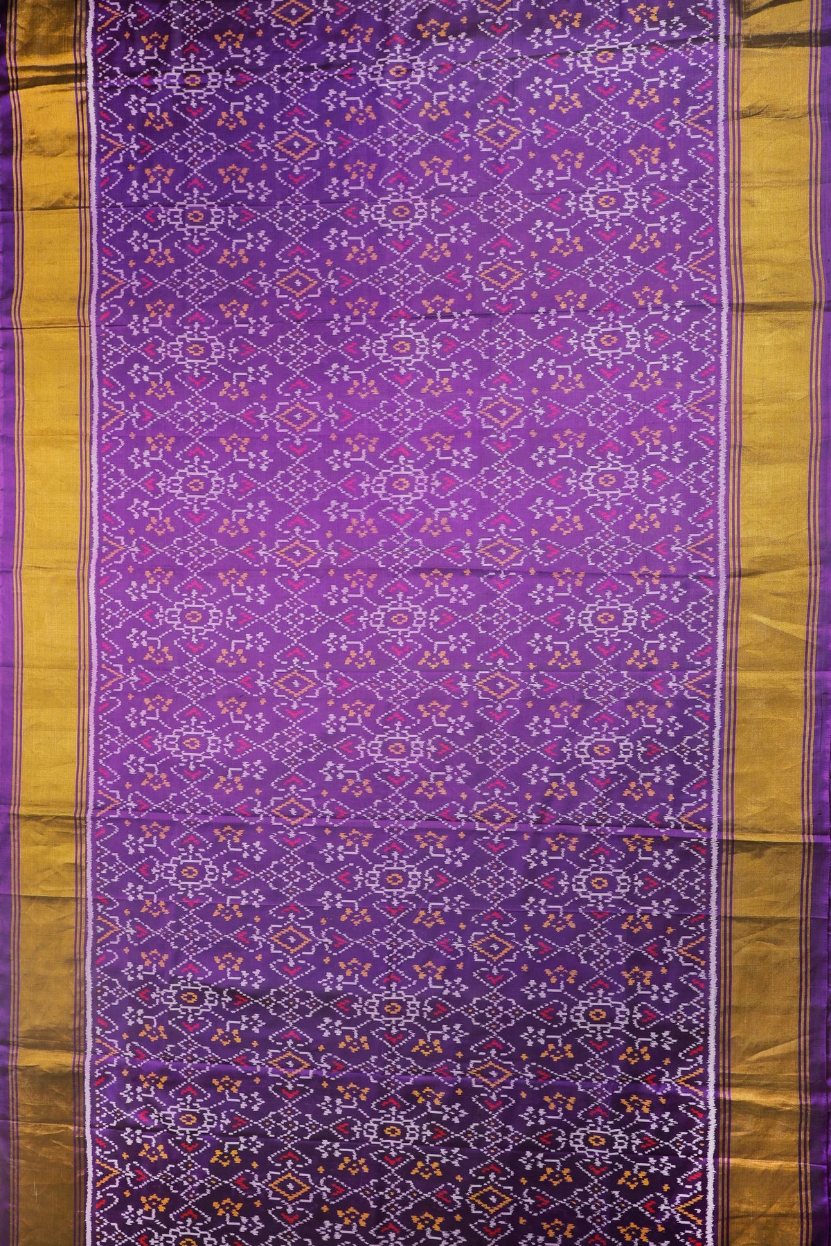 Deep Purple Pure Silk Handloom Tissue Rajkot Patola Saree