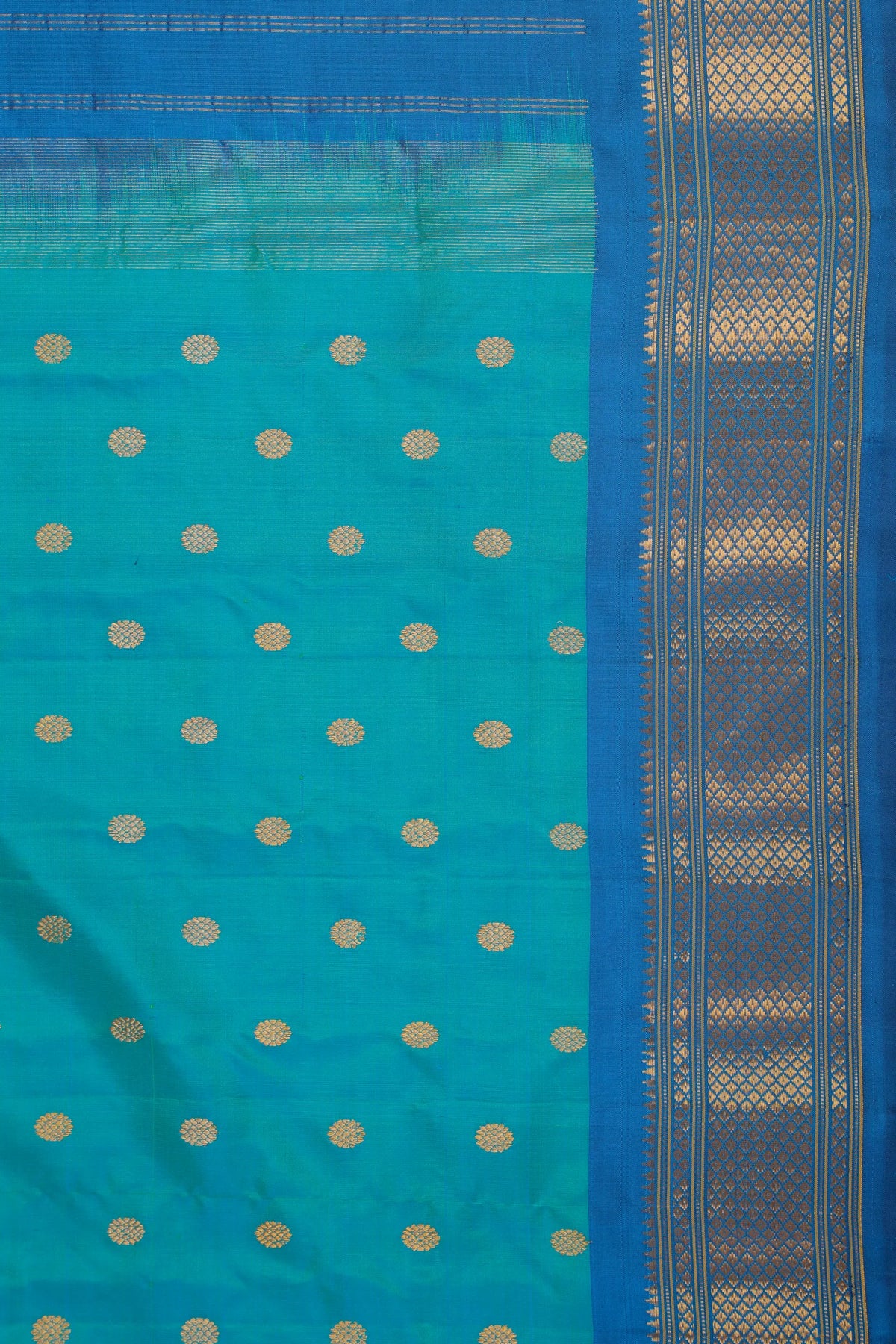 Sky Blue Handloom Pure Silk Gadwal Saree - Kalanjali Paithani