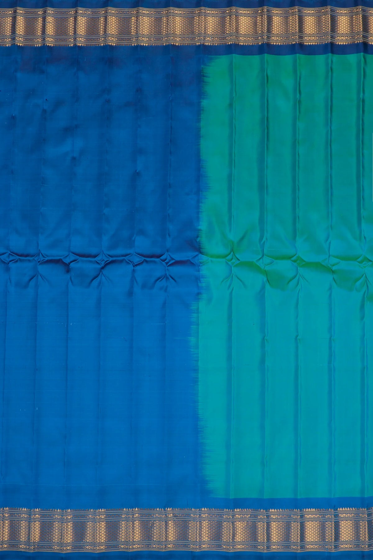 Sky Blue Handloom Pure Silk Gadwal Saree - Kalanjali Paithani