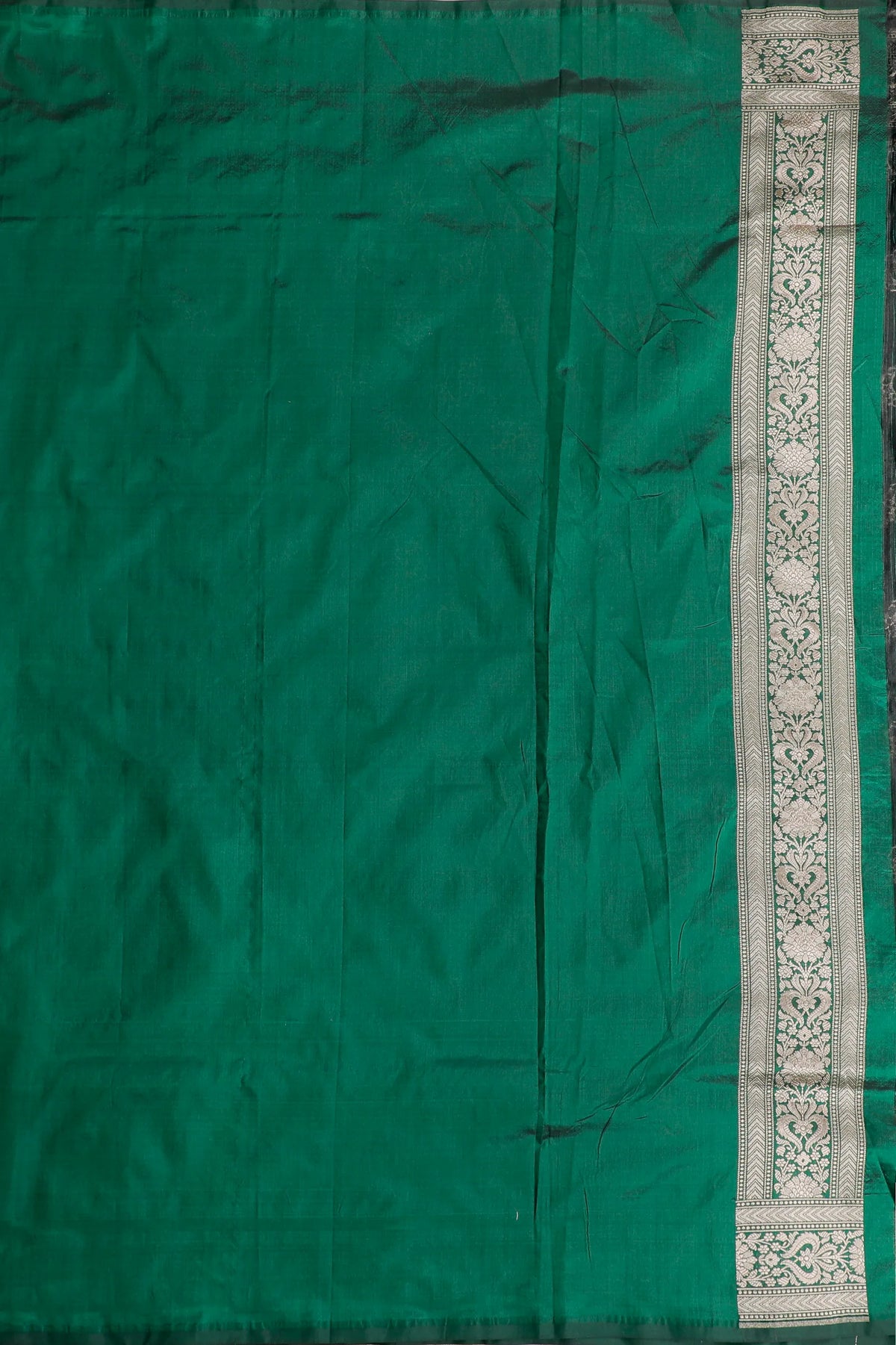 Green Handloom Benarasi Katan Silk Saree with Leaf Buttis