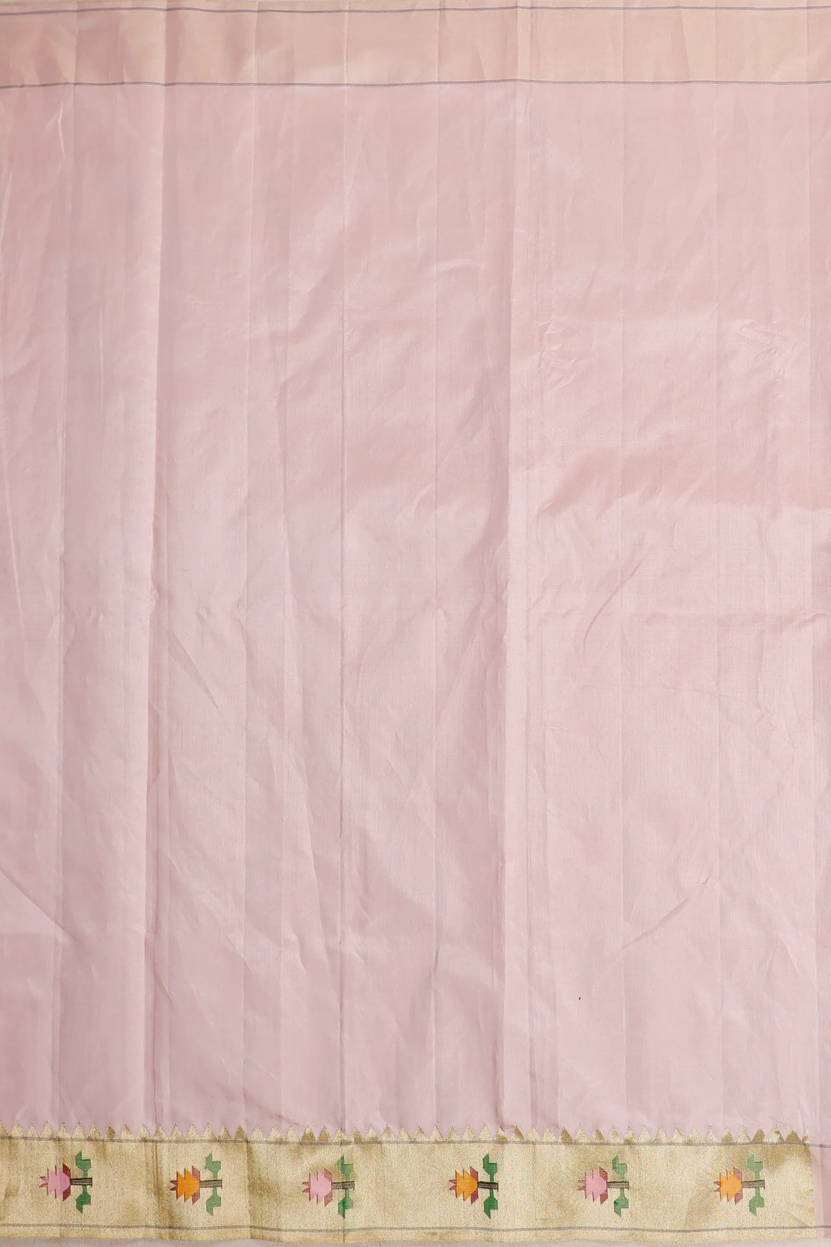 Baby Pink Pure Silk Handloom Paithani Tissue Saree with Asawali Pallu - Revival Design