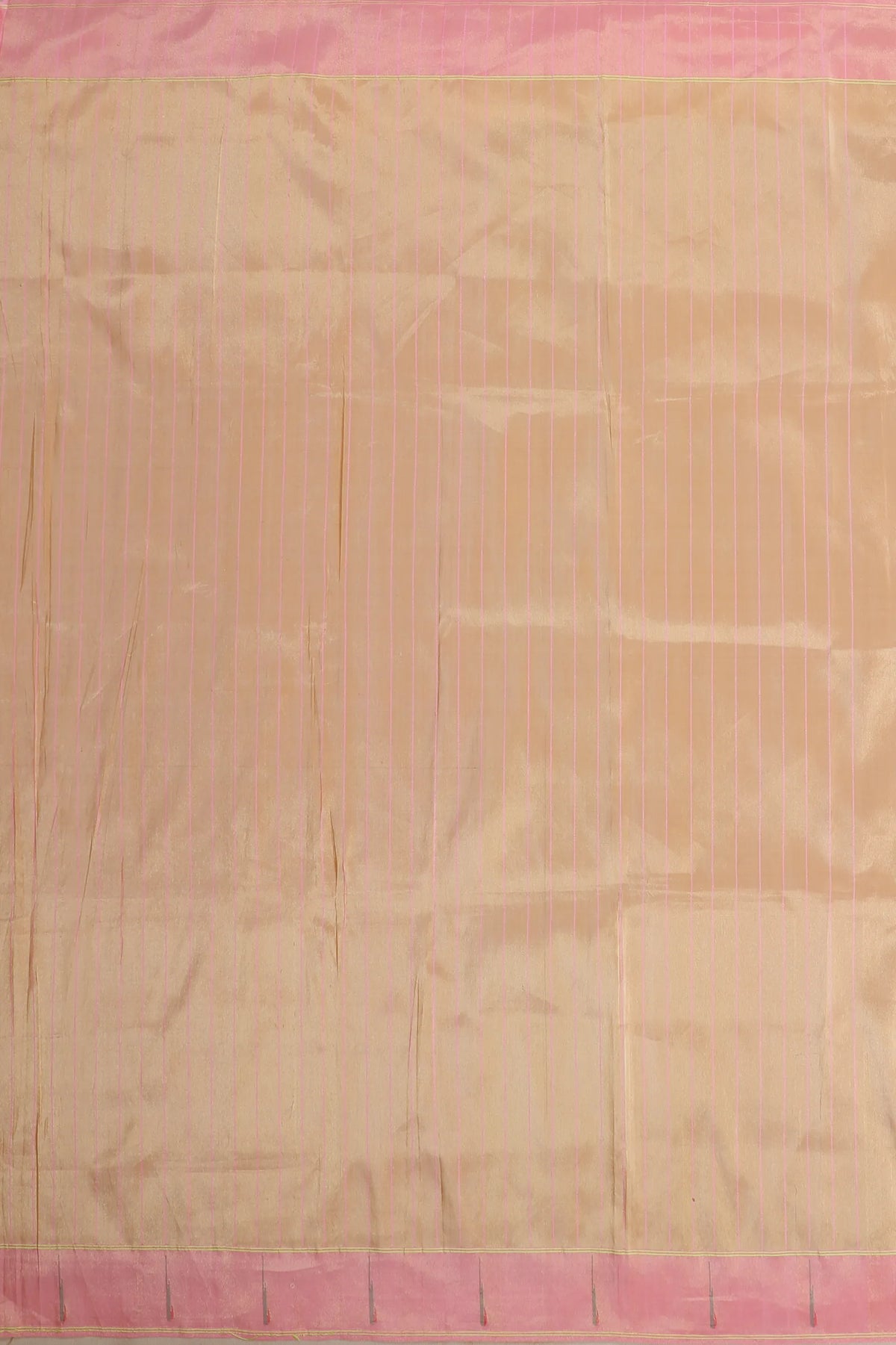 Ivory Pure Silk Handloom Tissue Paithani Saree with Stripes