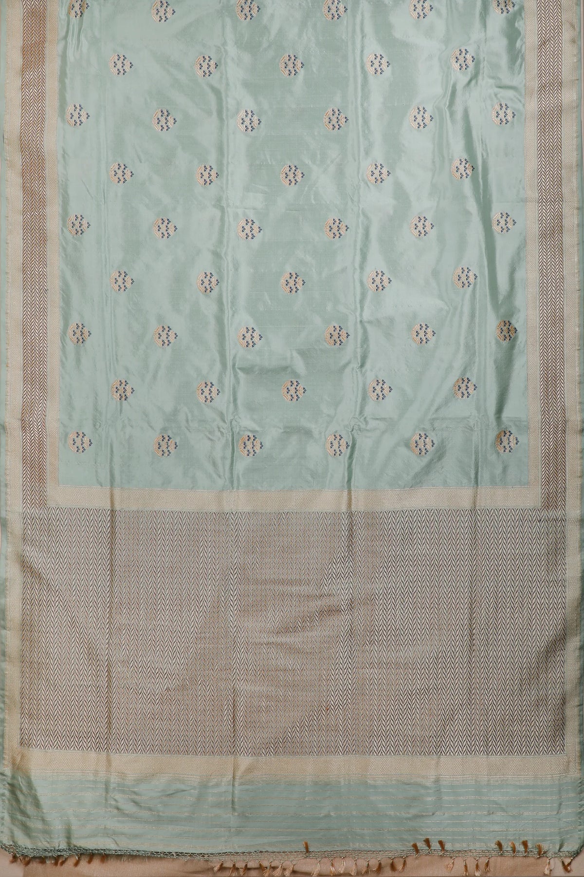 Sky Blue Real Zari Pure Silk Benarasi Saree - Revival Design