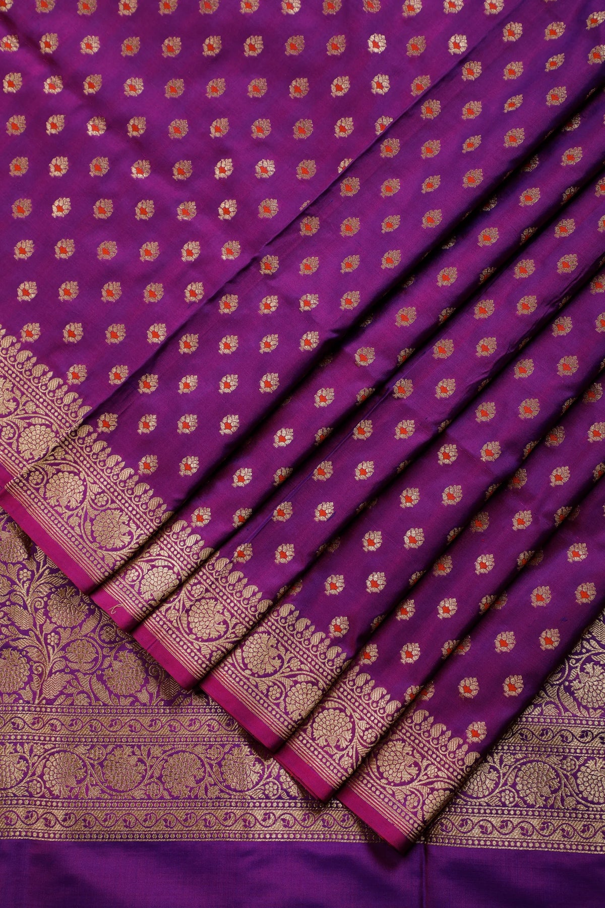 Purple Handloom Benarasi Katan Silk Saree with Meenakari Work