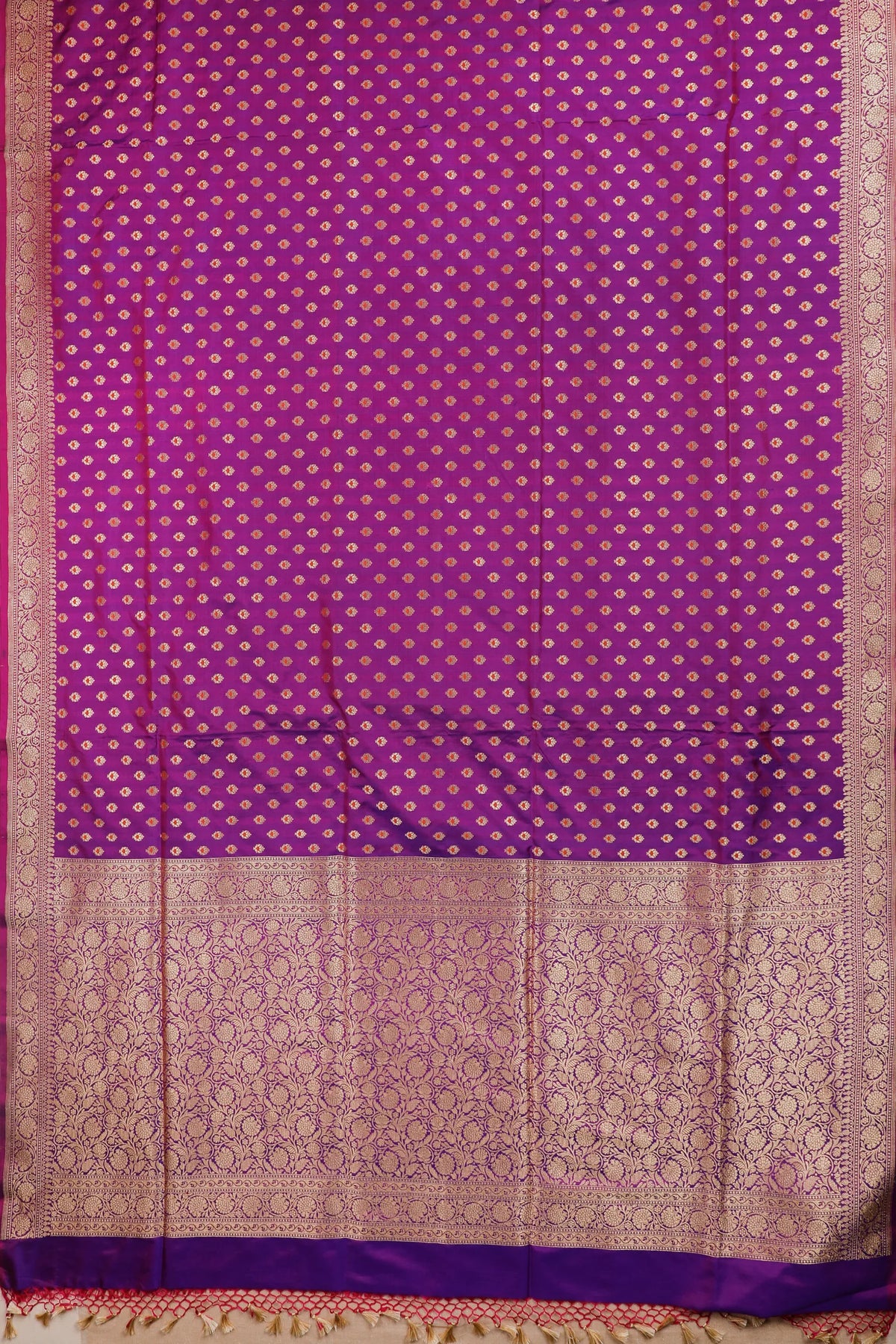 Purple Handloom Benarasi Katan Silk Saree with Meenakari Work