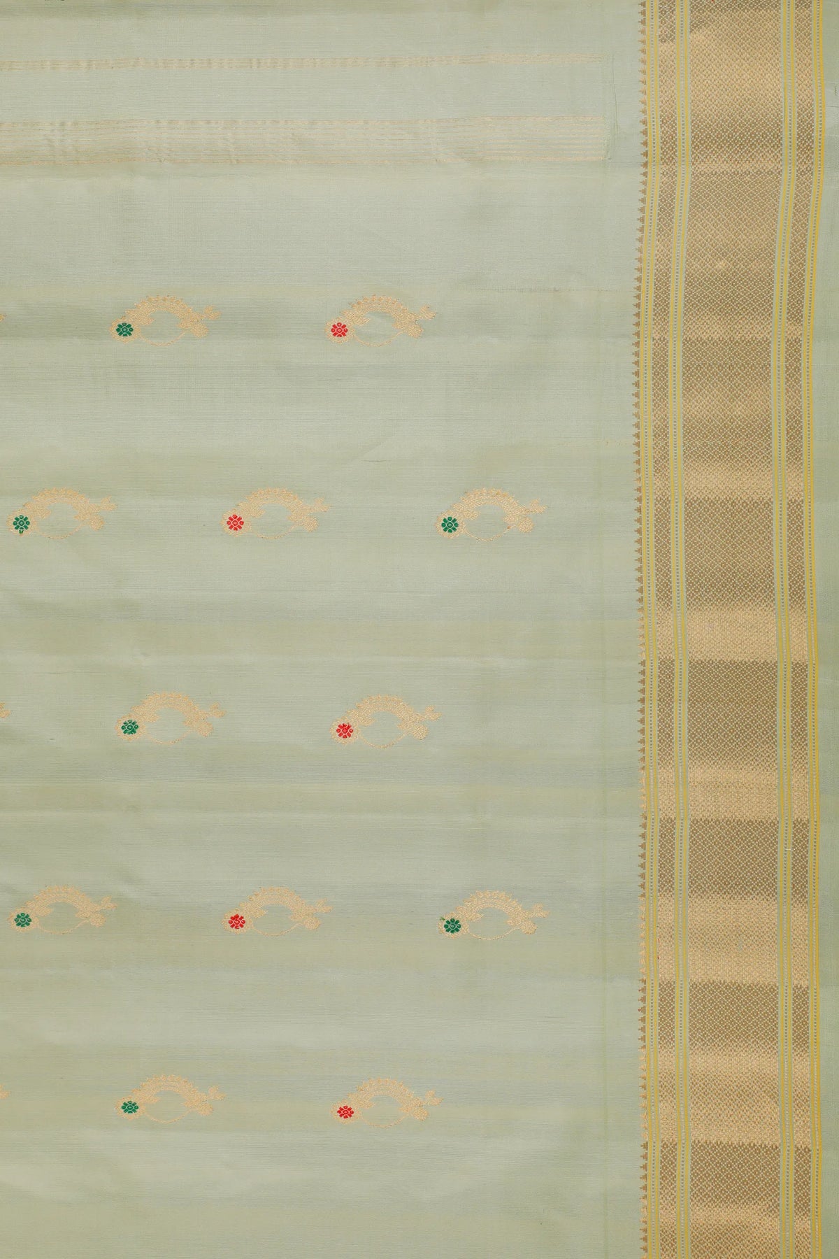 Sea Green Handloom Pure Silk Gadwal Saree - Kalanjali Paithani