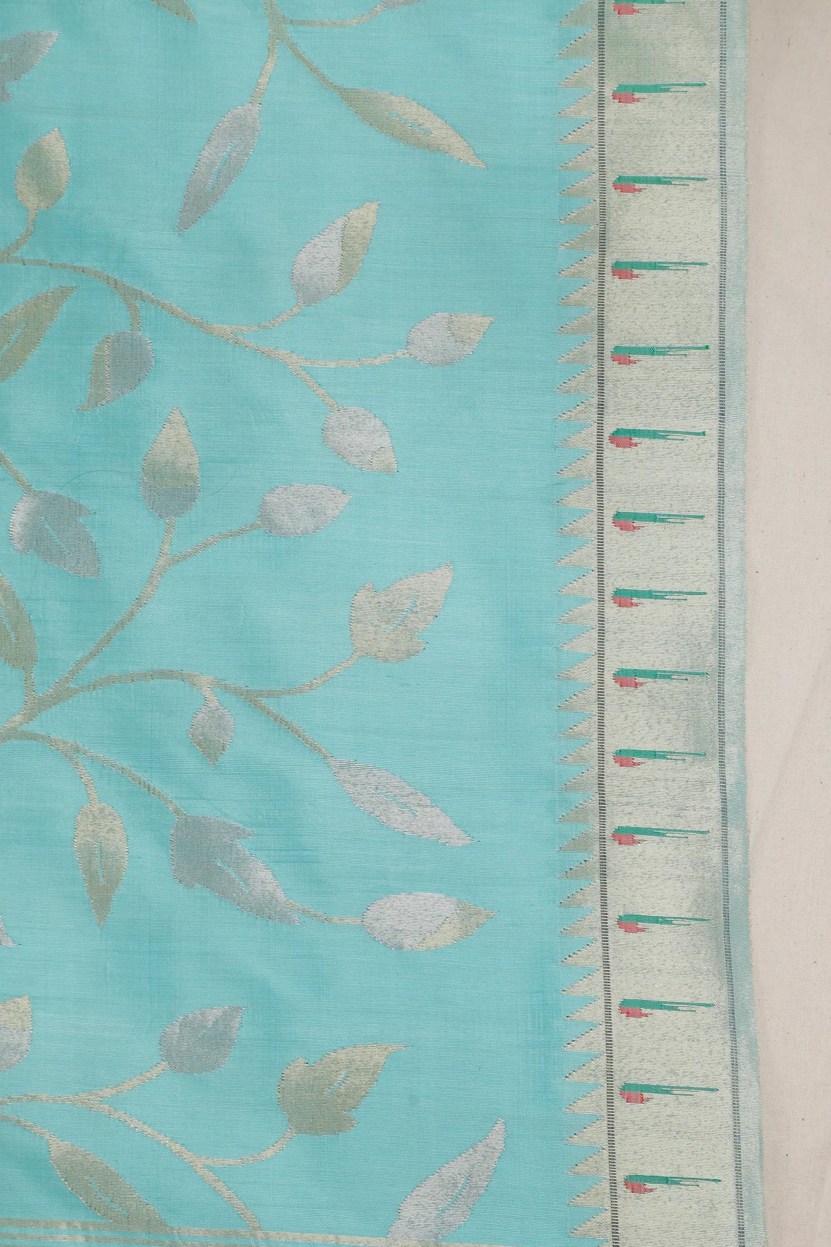 Sky Blue Pure Silk by Silk Handloom Paithani Saree with All Over Design
