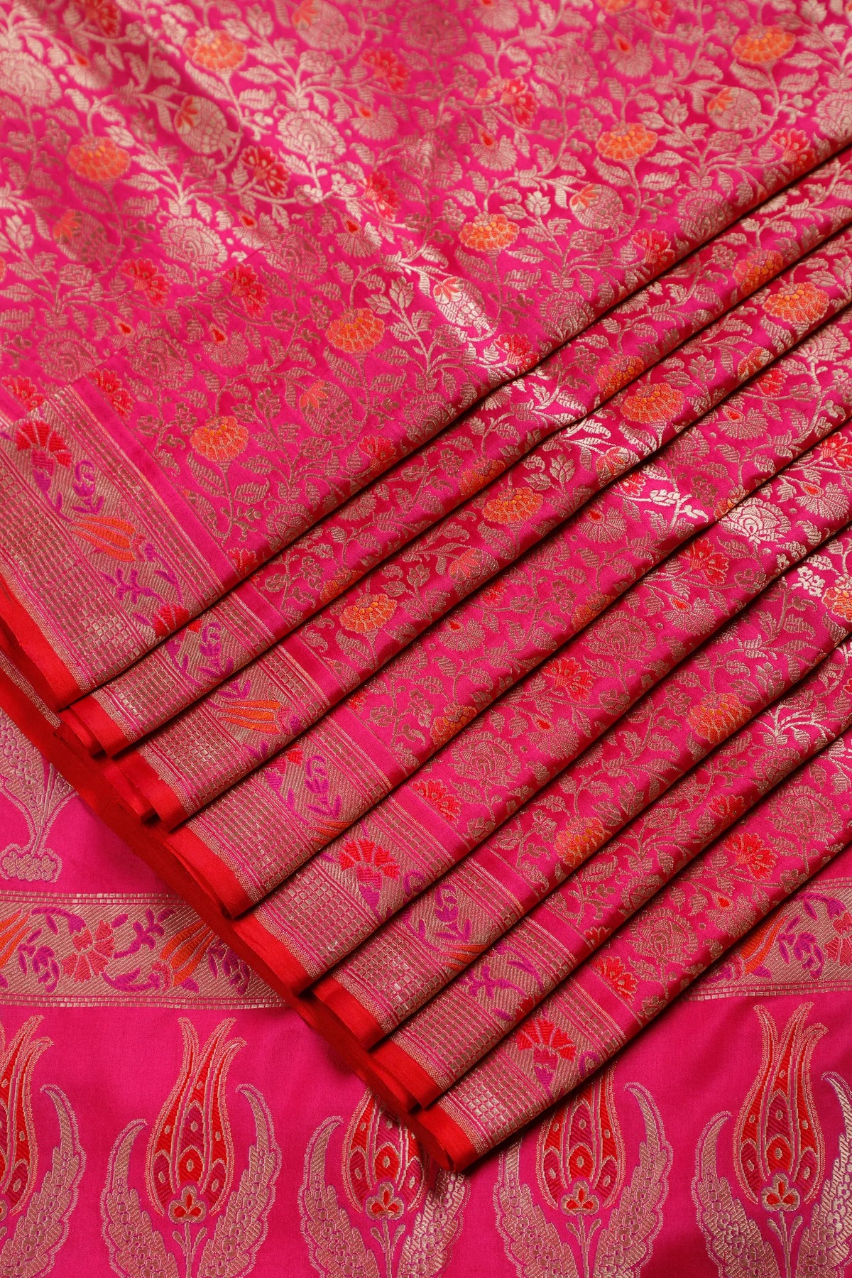 Pink Handloom Benarasi Brocade Katan Silk Saree