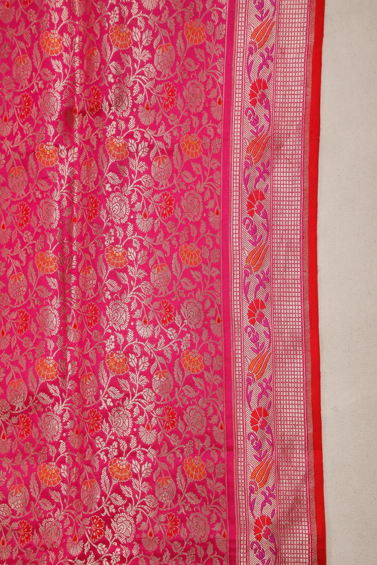 Pink Handloom Benarasi Brocade Katan Silk Saree