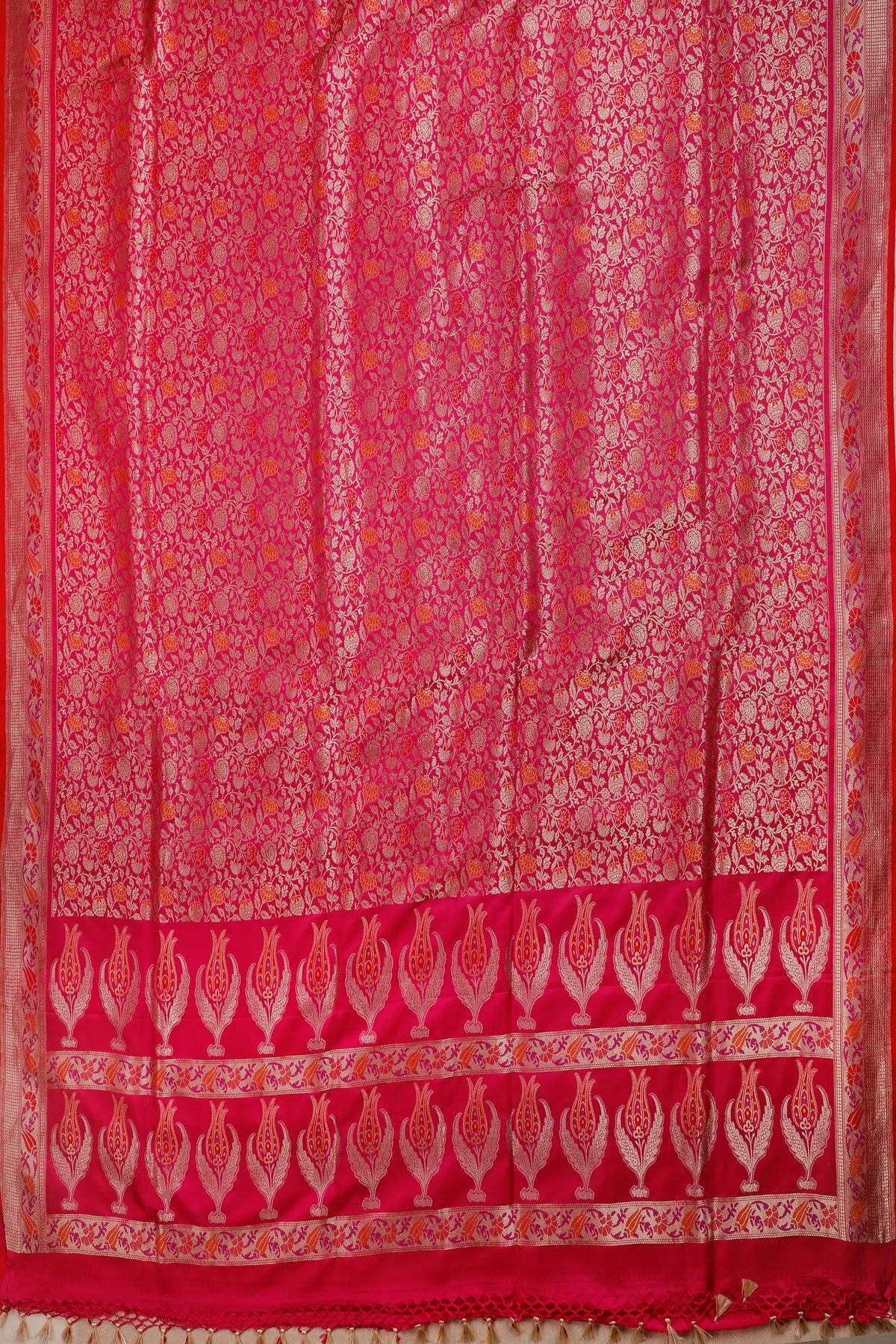 Pink Handloom Benarasi Brocade Katan Silk Saree