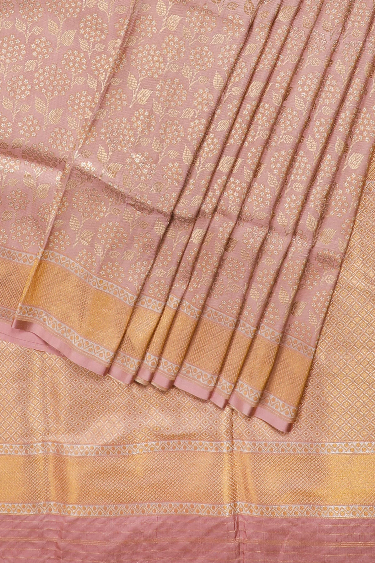 Baby Pink Handloom Benarasi Brocade Katan Silk Saree